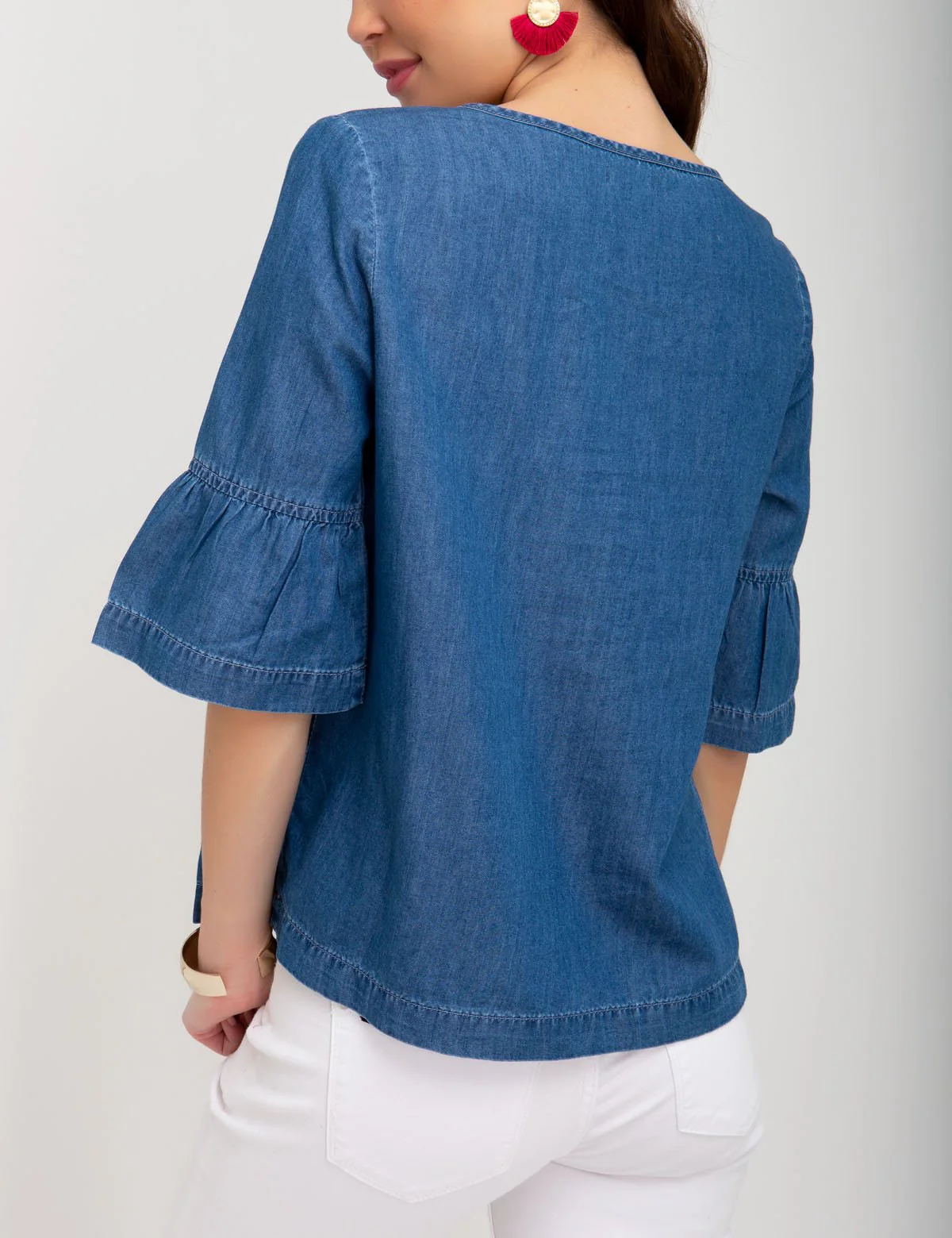DENIM FLOUNCE SHIRT - Image 3