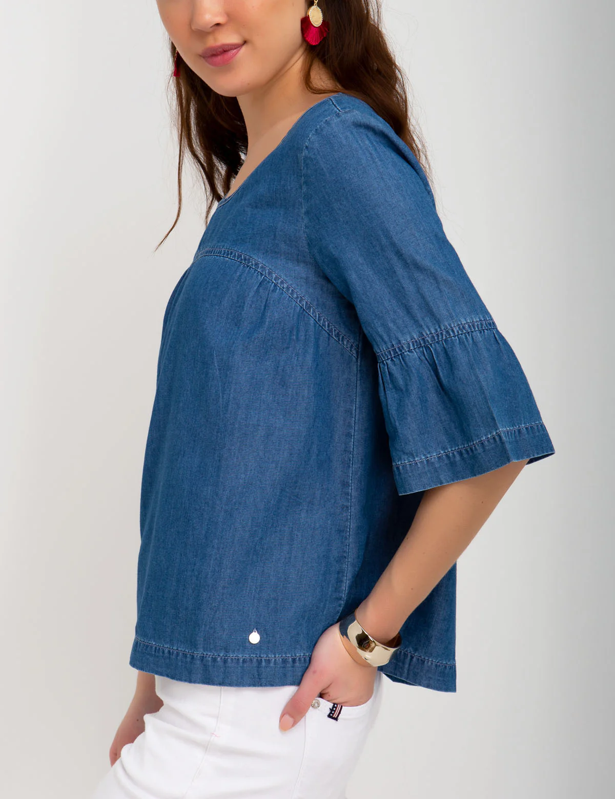 DENIM FLOUNCE SHIRT - Image 5