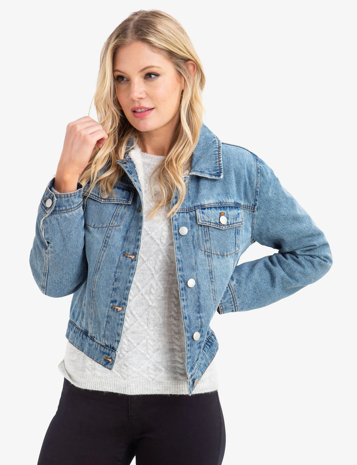 DENIM JACKET WITH FUR COLLAR - Image 6