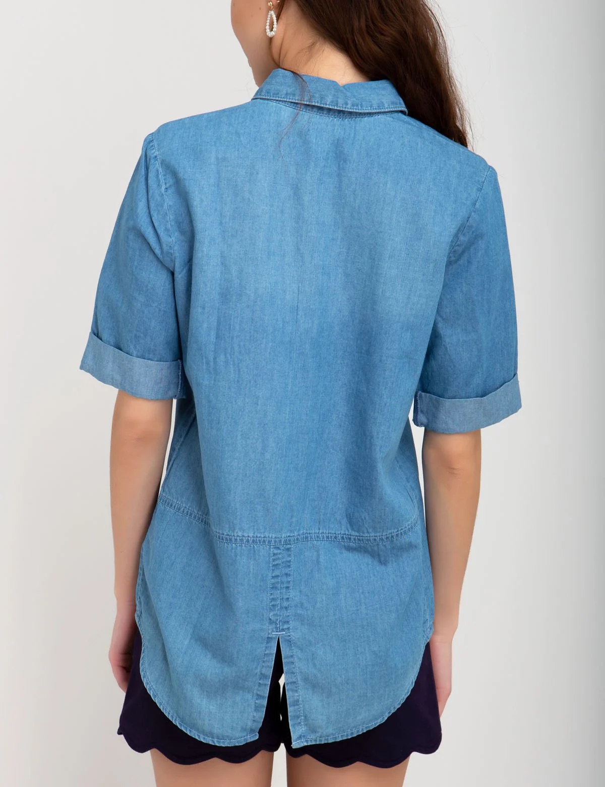 DENIM LACE POCKET SHIRT - Image 3