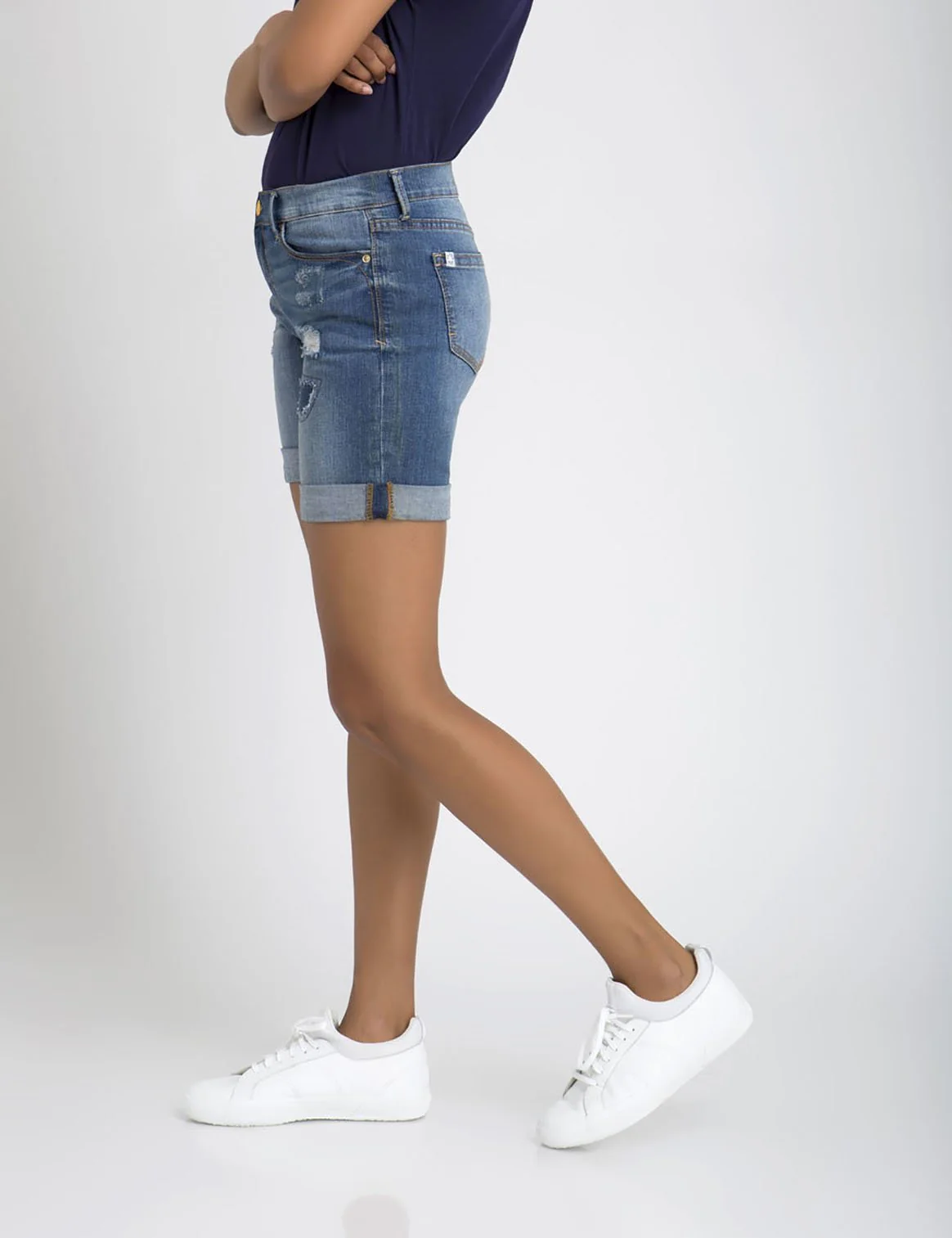 DESTRUCTED DENIM SHORTS - Image 2