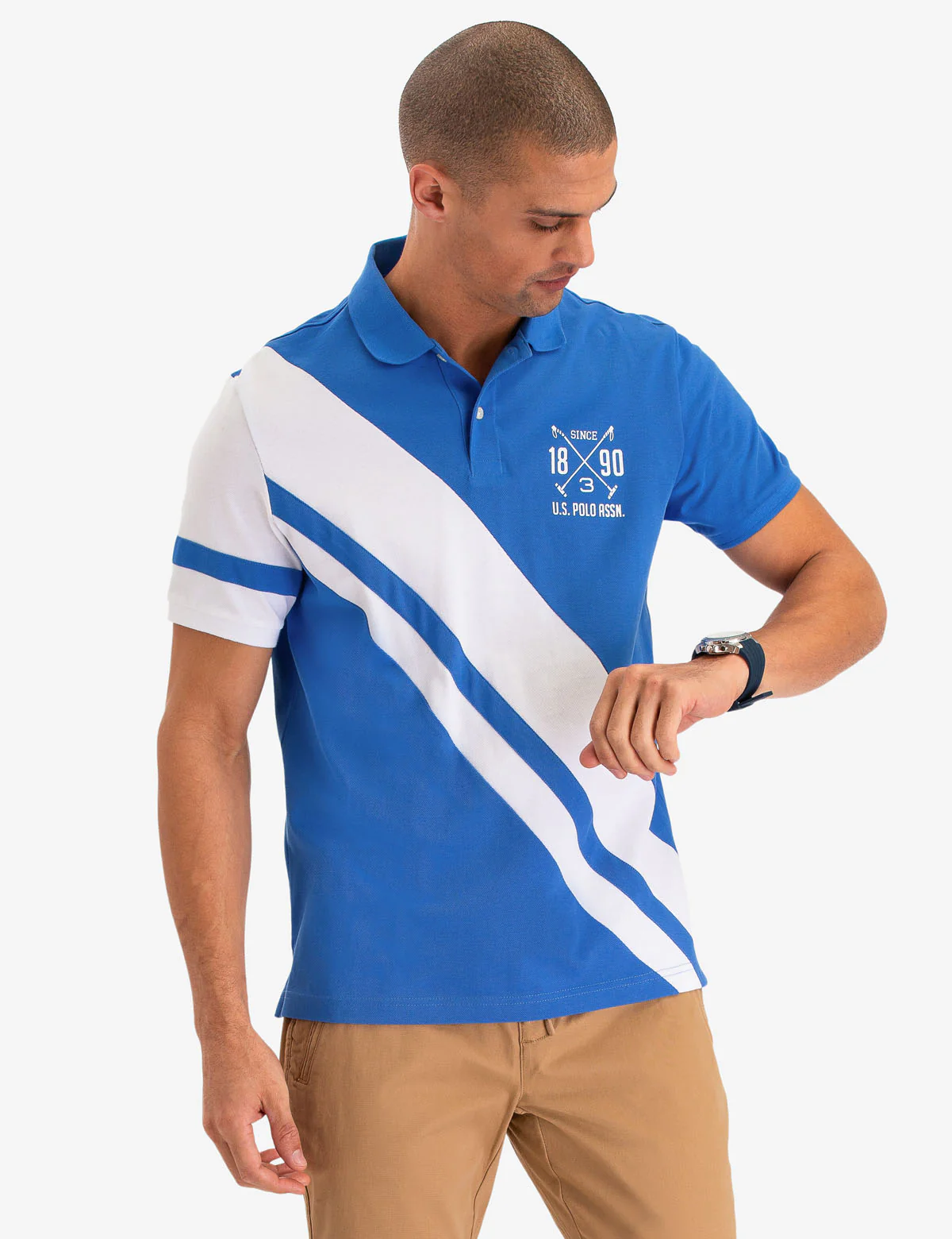 DIAGONAL STRIPE POLO SHIRT