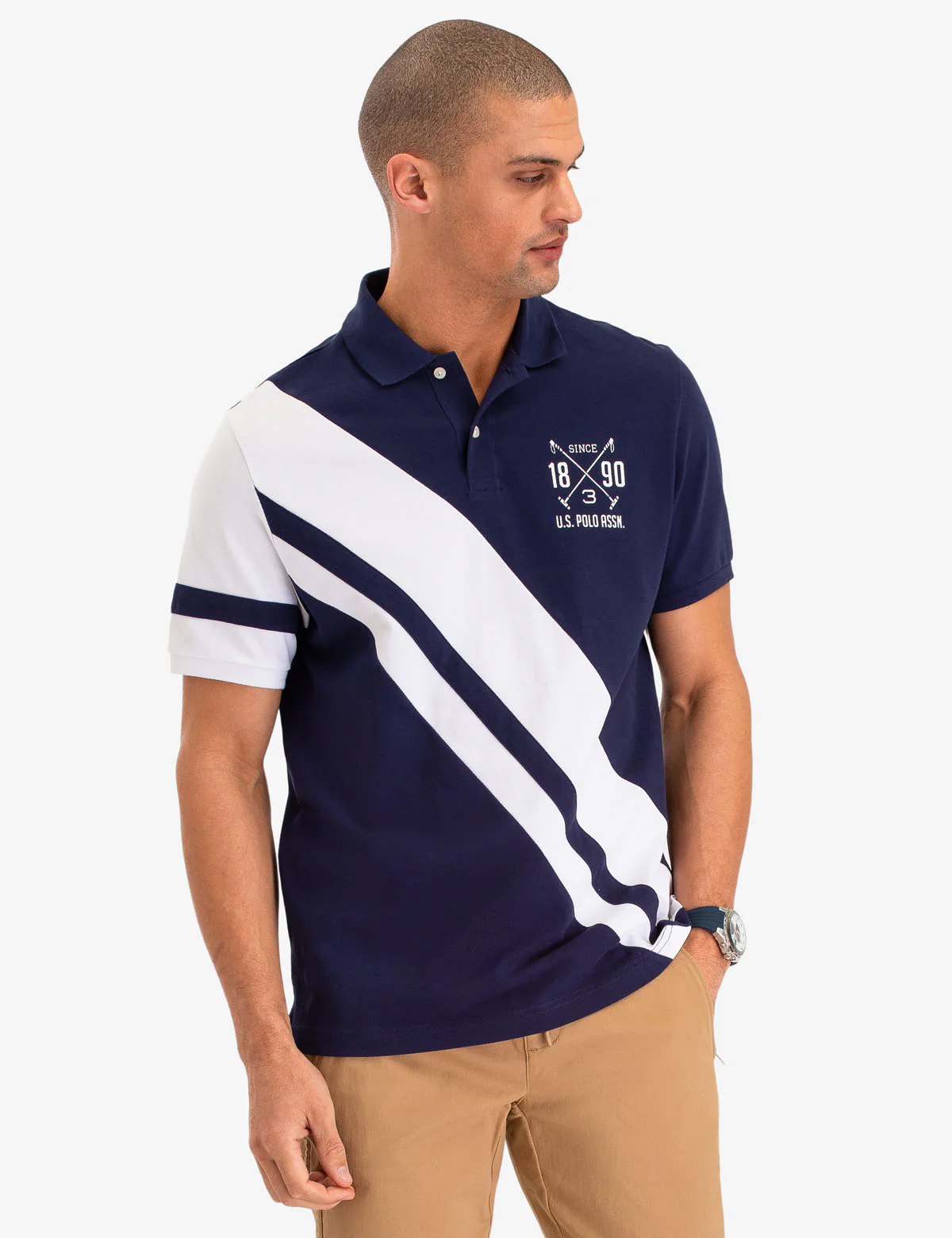 DIAGONAL STRIPE POLO SHIRT - Image 3