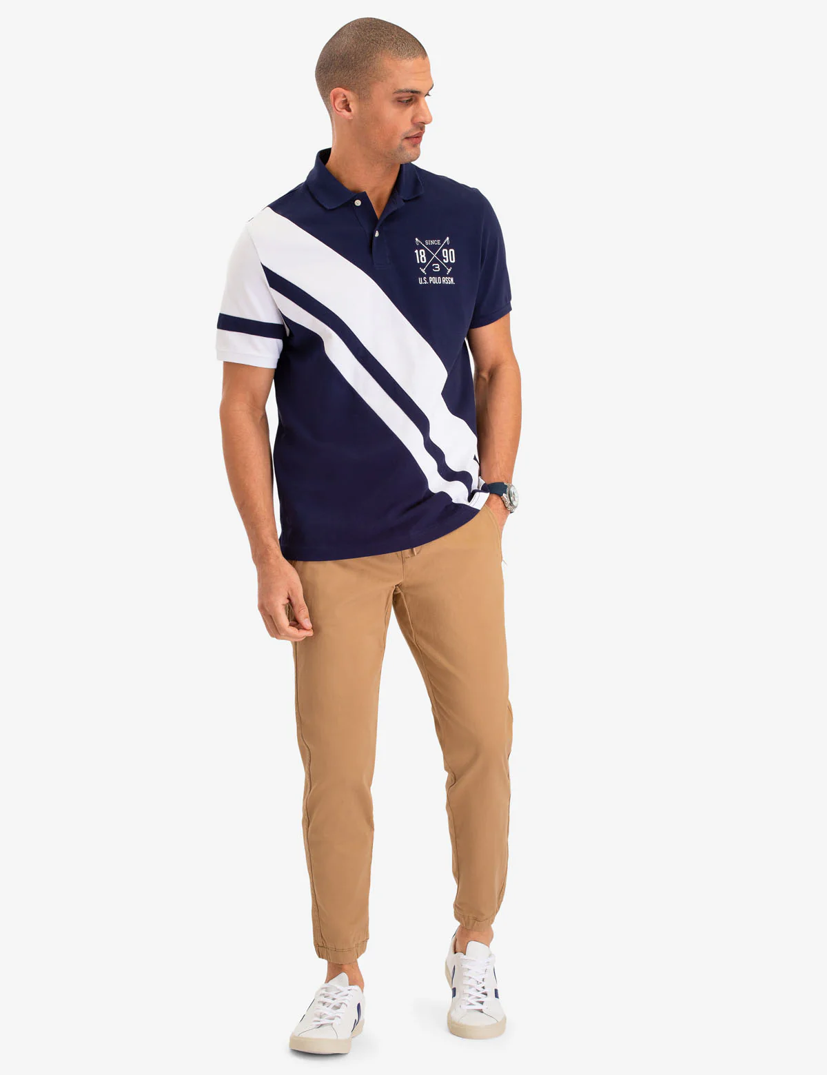 DIAGONAL STRIPE POLO SHIRT - Image 4