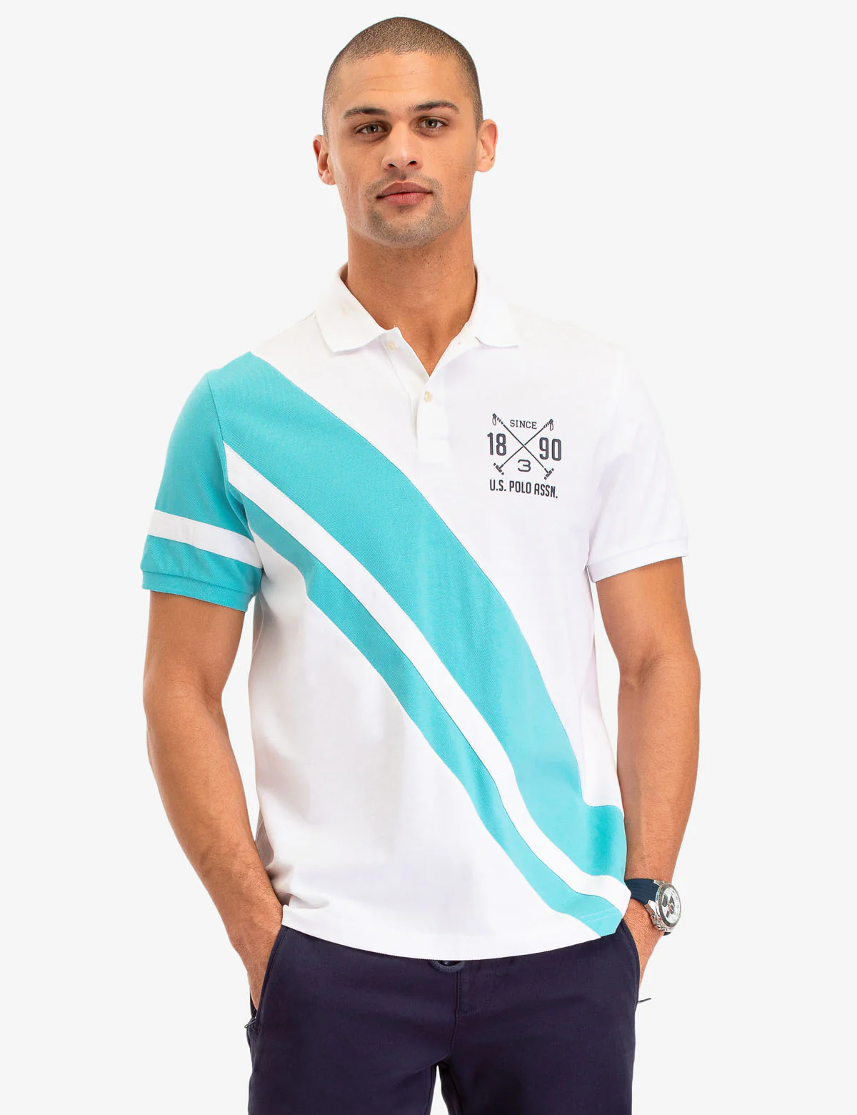 DIAGONAL STRIPE POLO SHIRT - Image 6