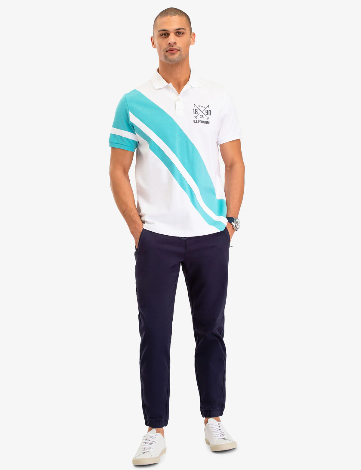 DIAGONAL STRIPE POLO SHIRT - Image 7