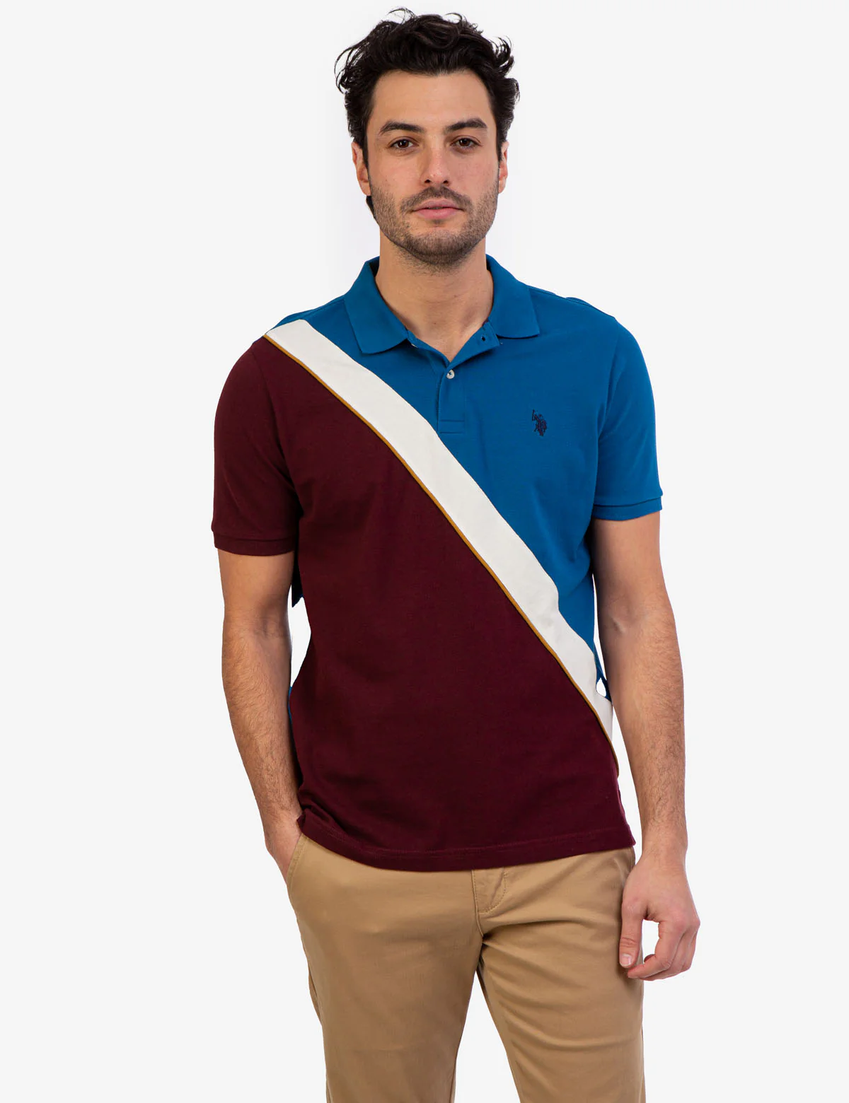 DIAGONAL COLORBLOCK POLO SHIRT - Image 5