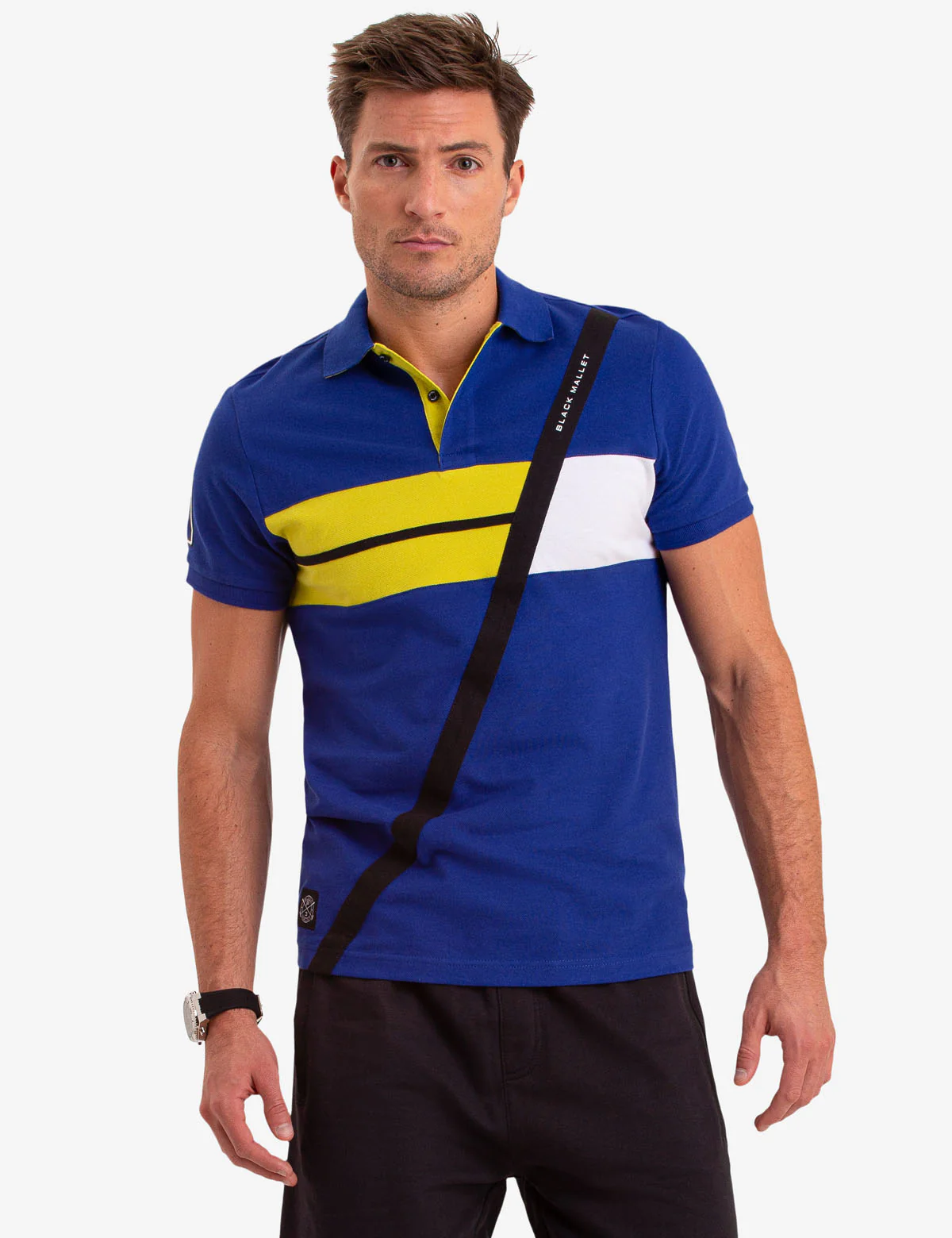 DIAGONAL COLORBLOCK POLO SHIRT