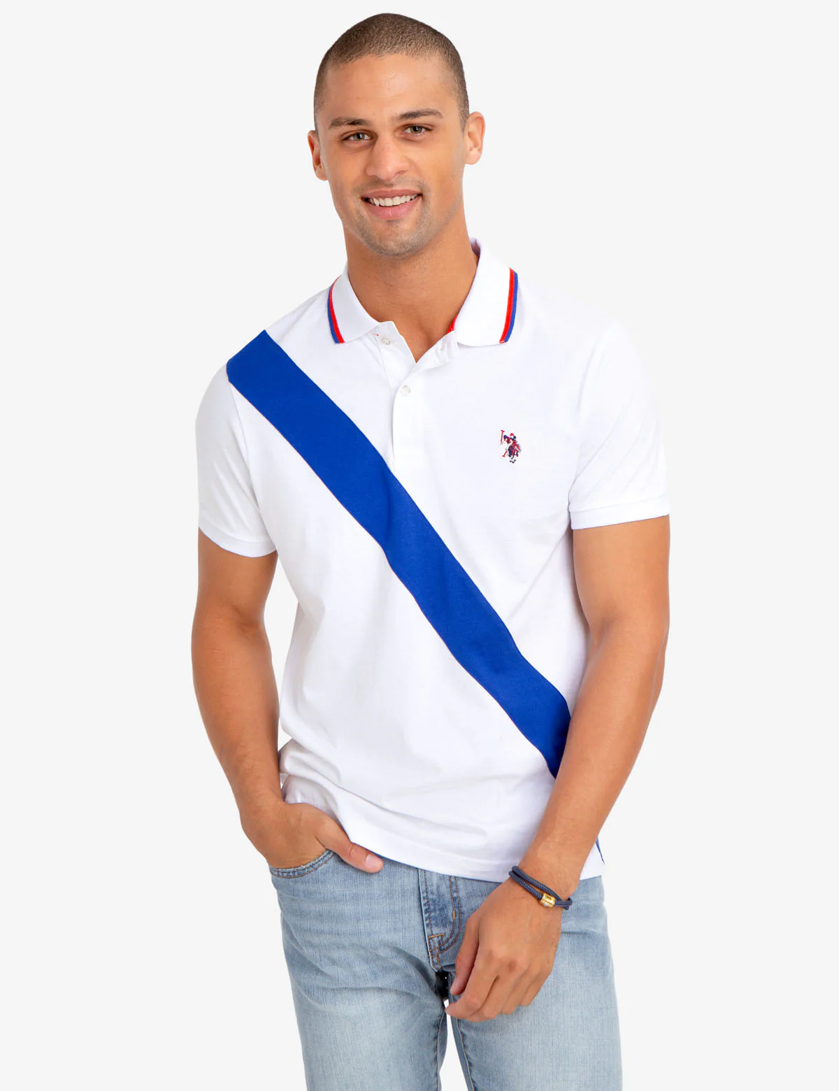 SLIM FIT DIAGONAL STRIPE POLO SHIRT - Image 9