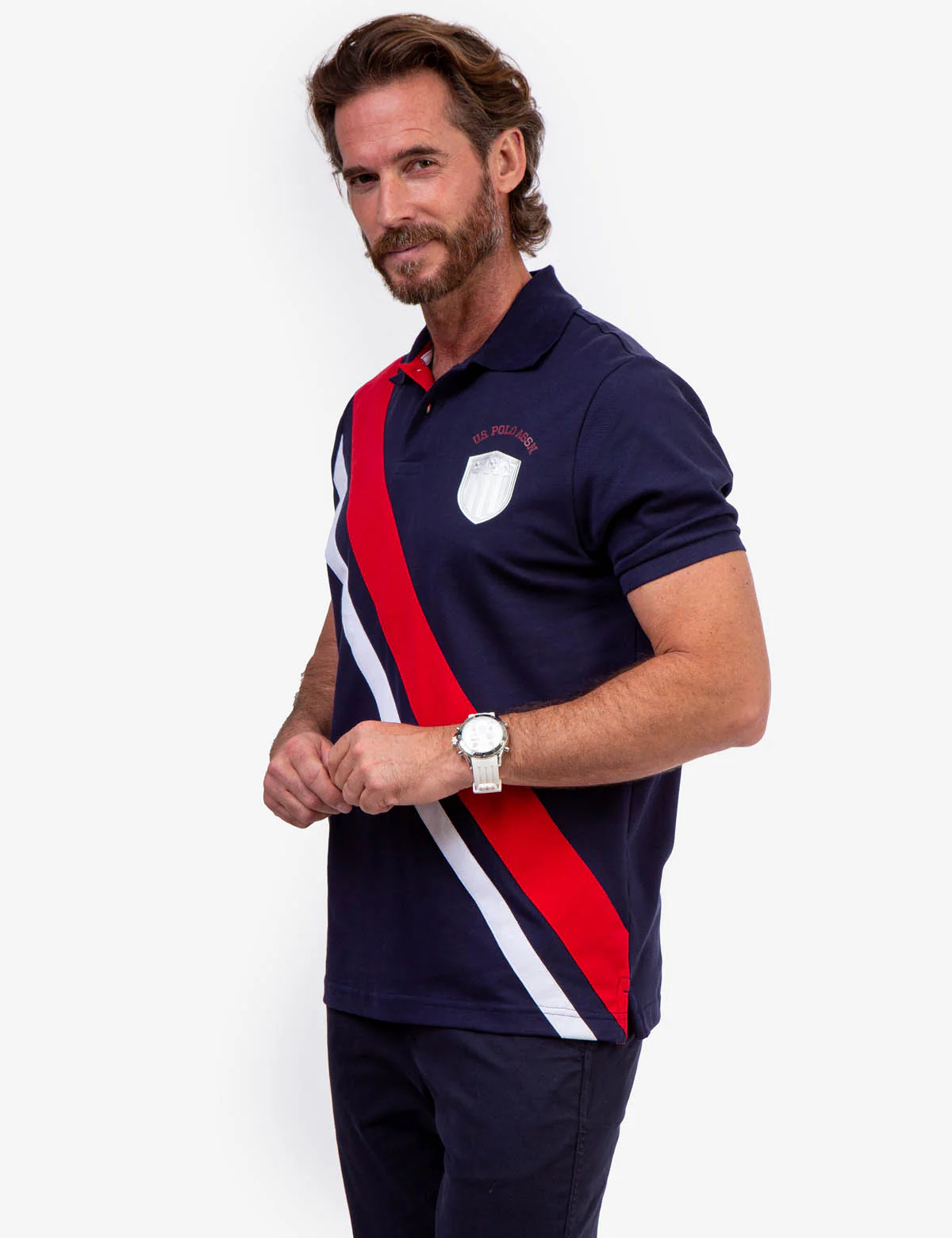 DIAGONAL PIECED PIQUE POLO SHIRT - Image 10