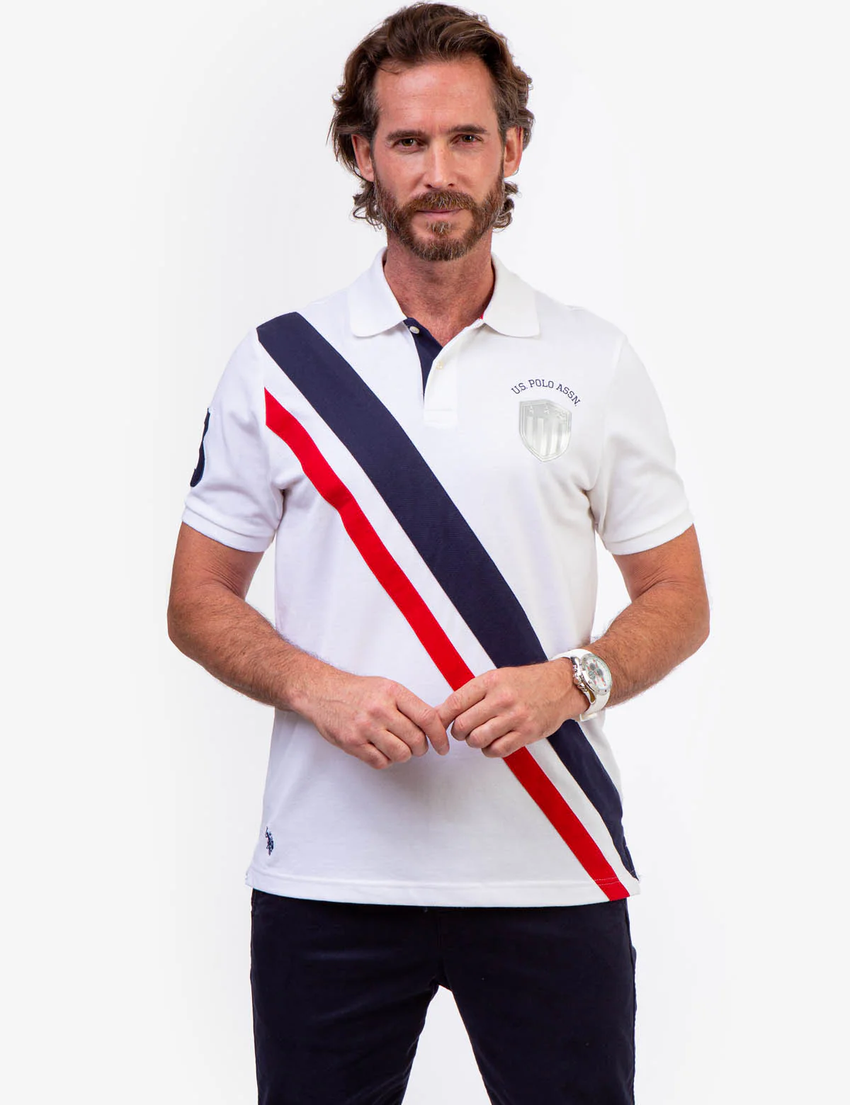 DIAGONAL PIECED PIQUE POLO SHIRT - Image 12