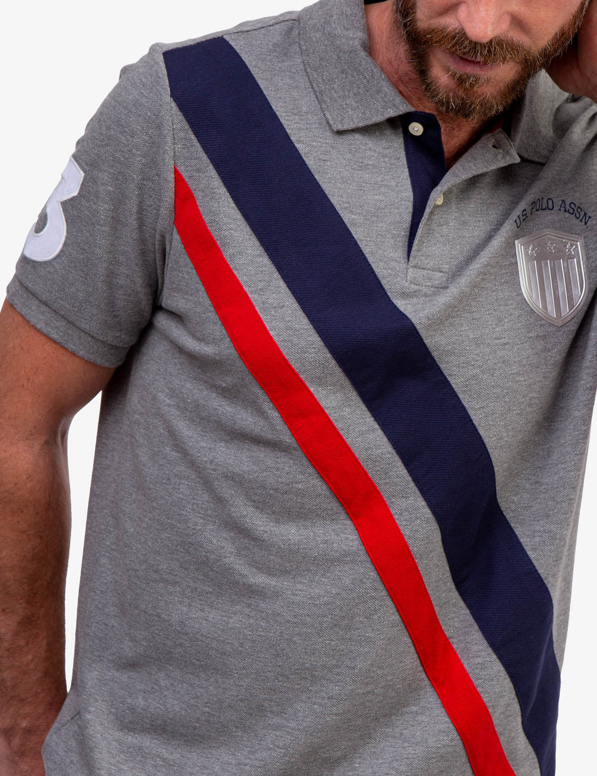 DIAGONAL PIECED PIQUE POLO SHIRT - Image 5