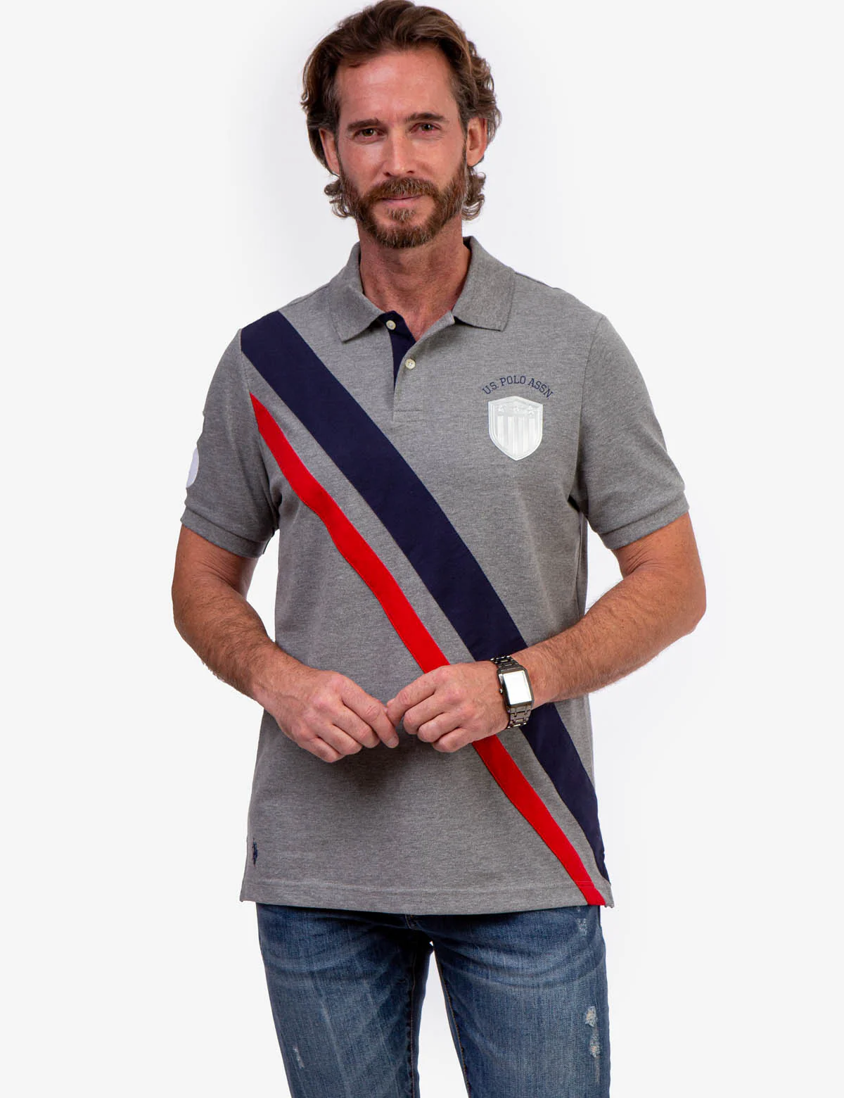 DIAGONAL PIECED PIQUE POLO SHIRT - Image 7