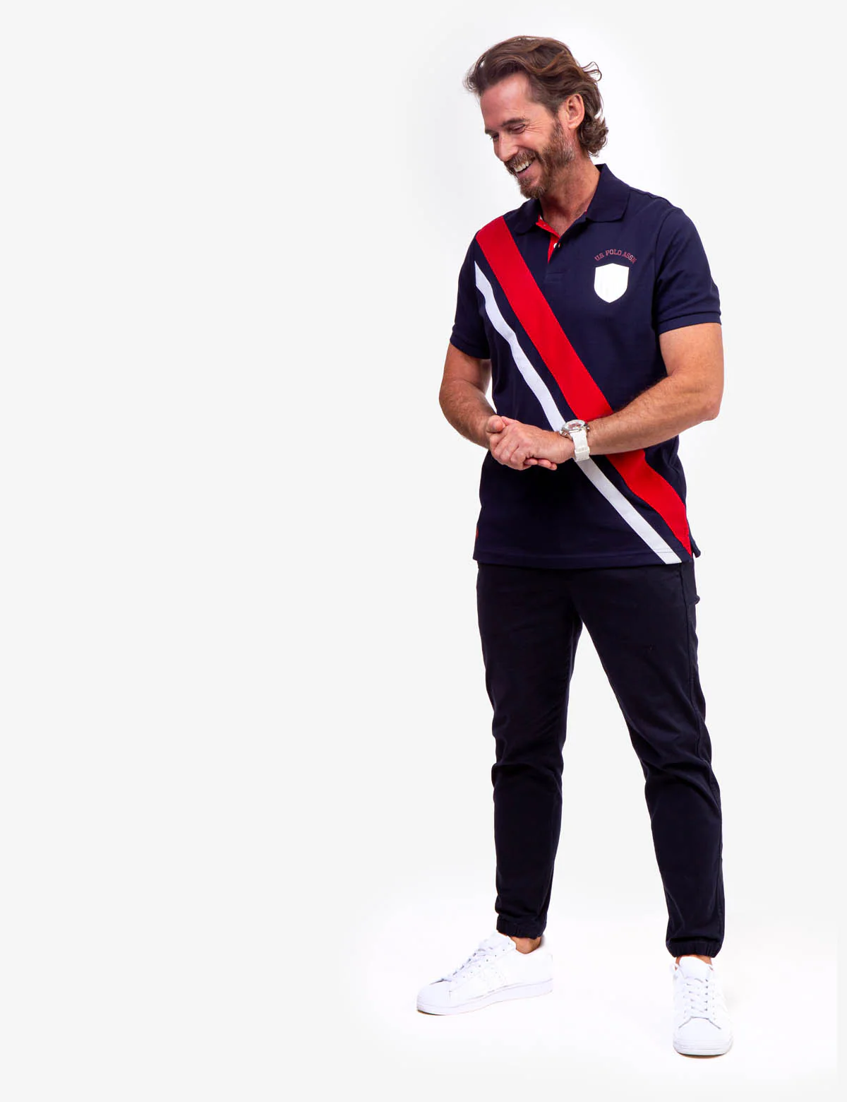 DIAGONAL PIECED PIQUE POLO SHIRT - Image 9