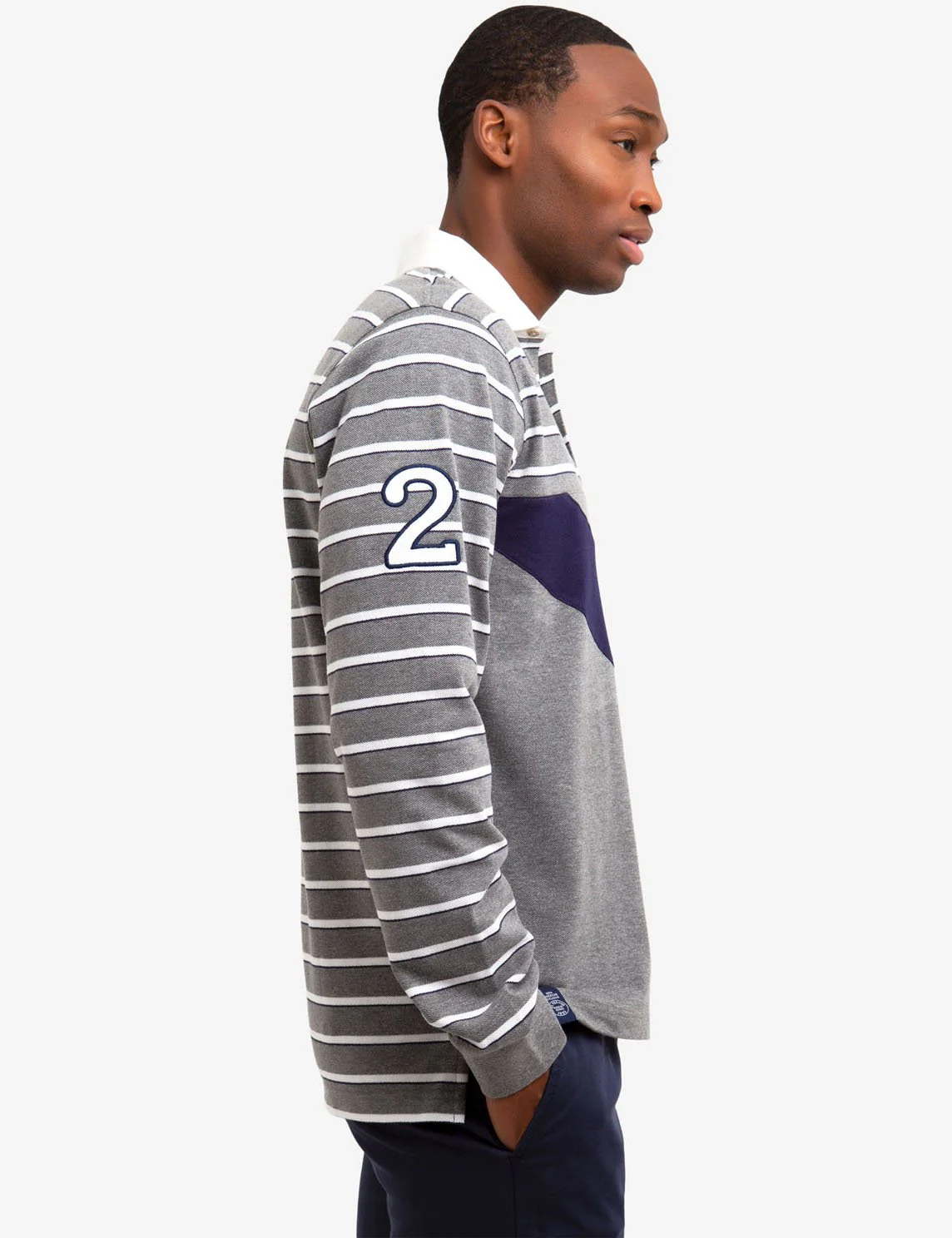 DIAGONAL STRIPE LONG SLEEVE POLO SHIRT - Image 3