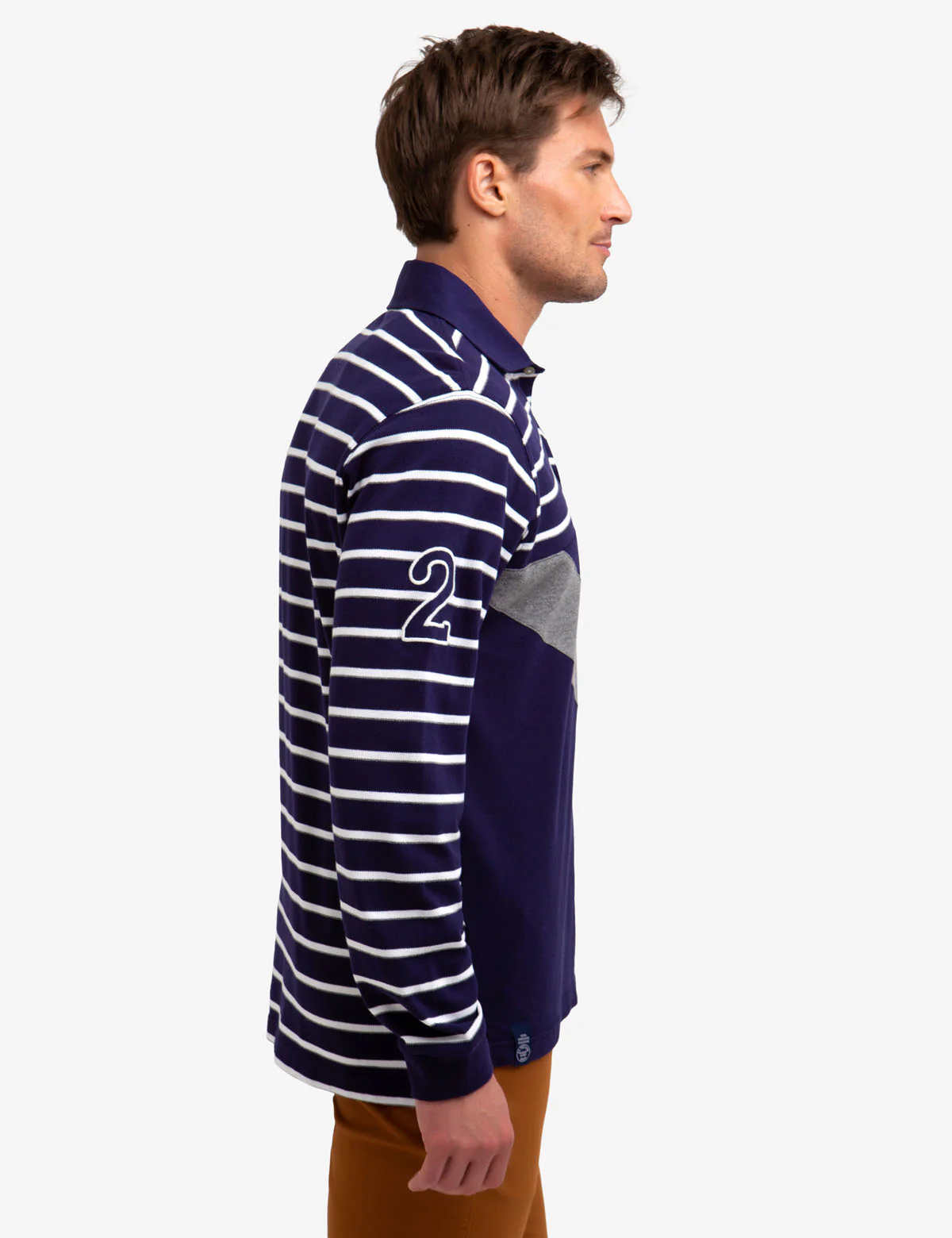 DIAGONAL STRIPE LONG SLEEVE POLO SHIRT - Image 8