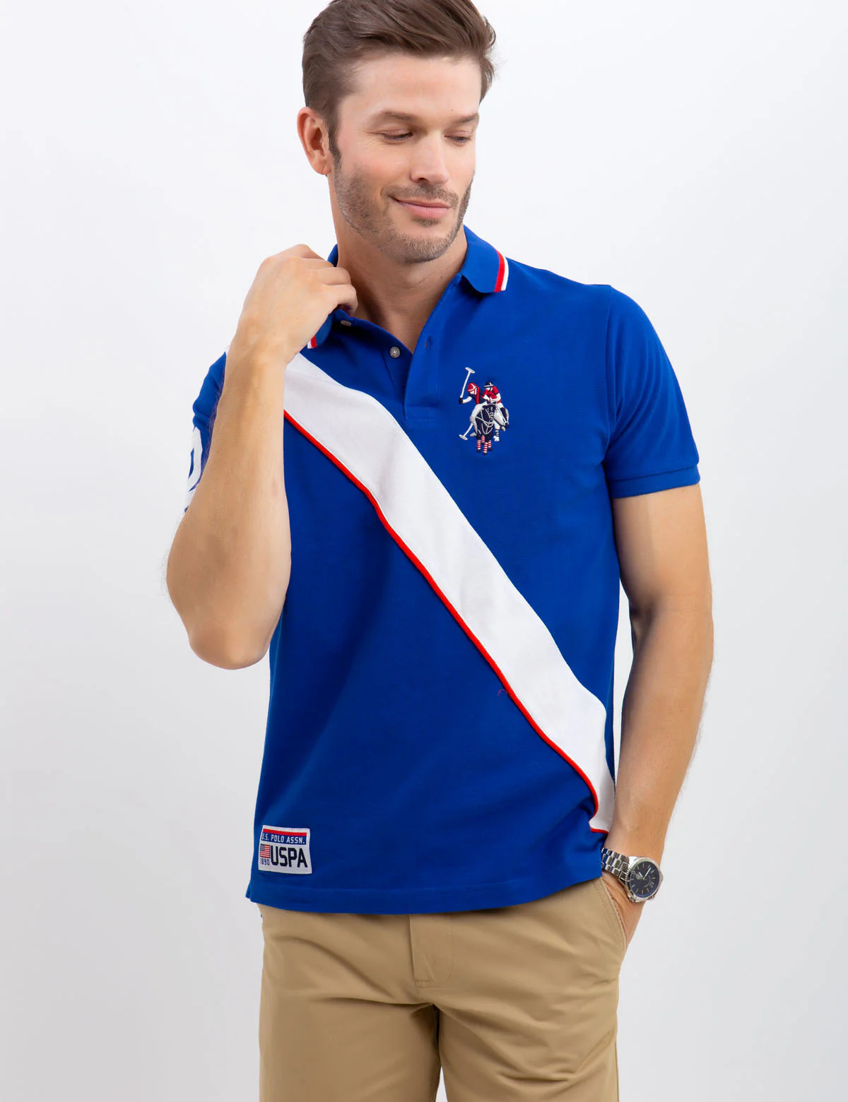 DIAGONAL STRIPE POLO SHIRT - Image 8