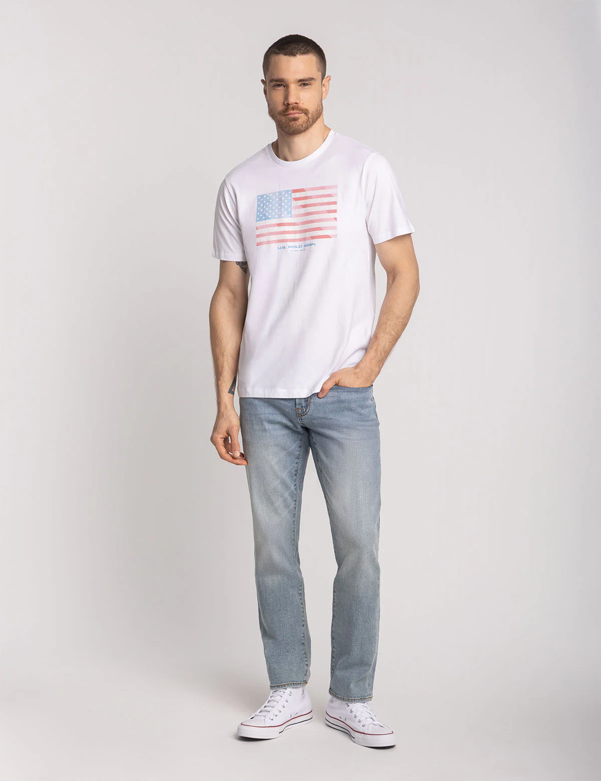 DIAGONAL STRIPES FLAG GRAPHIC T-SHIRT - Image 2