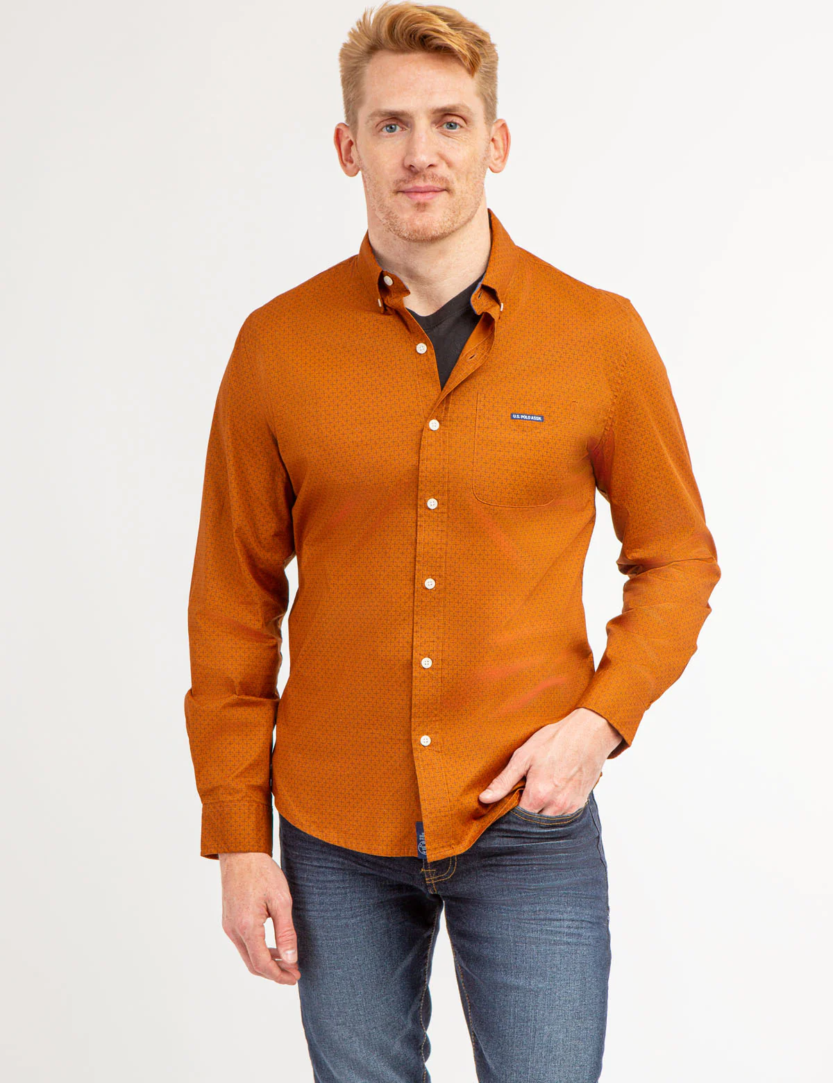 DIAMOND PRINT LONG SLEEVE SHIRT WITH POCKET - Image 6
