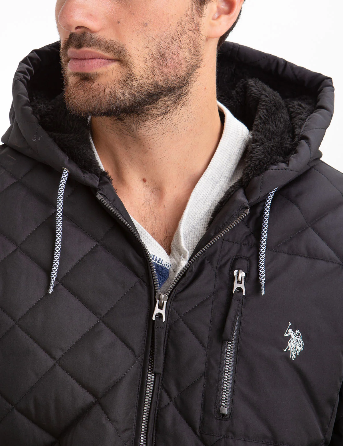 DIAMOND QUILTED FLEECE LINED HOODED COAT - Image 3
