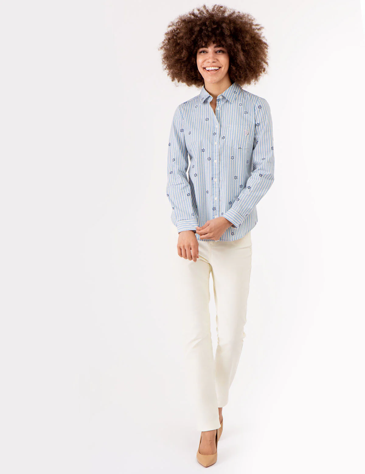 DITSY PRINT LONG SLEEVE POPLIN SHIRT - Image 2
