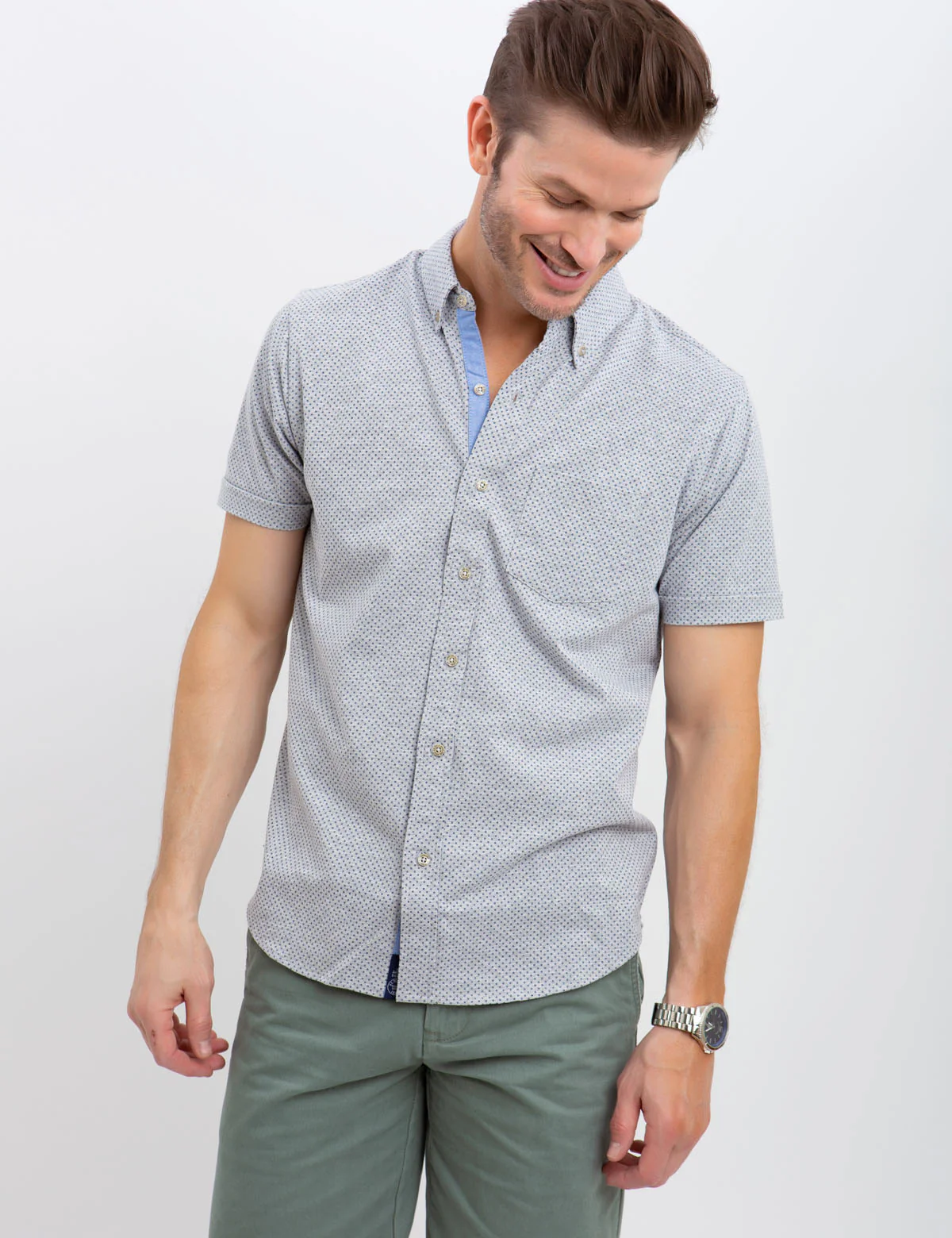 DOT BUTTON DOWN JERSEY SHIRT - Image 5