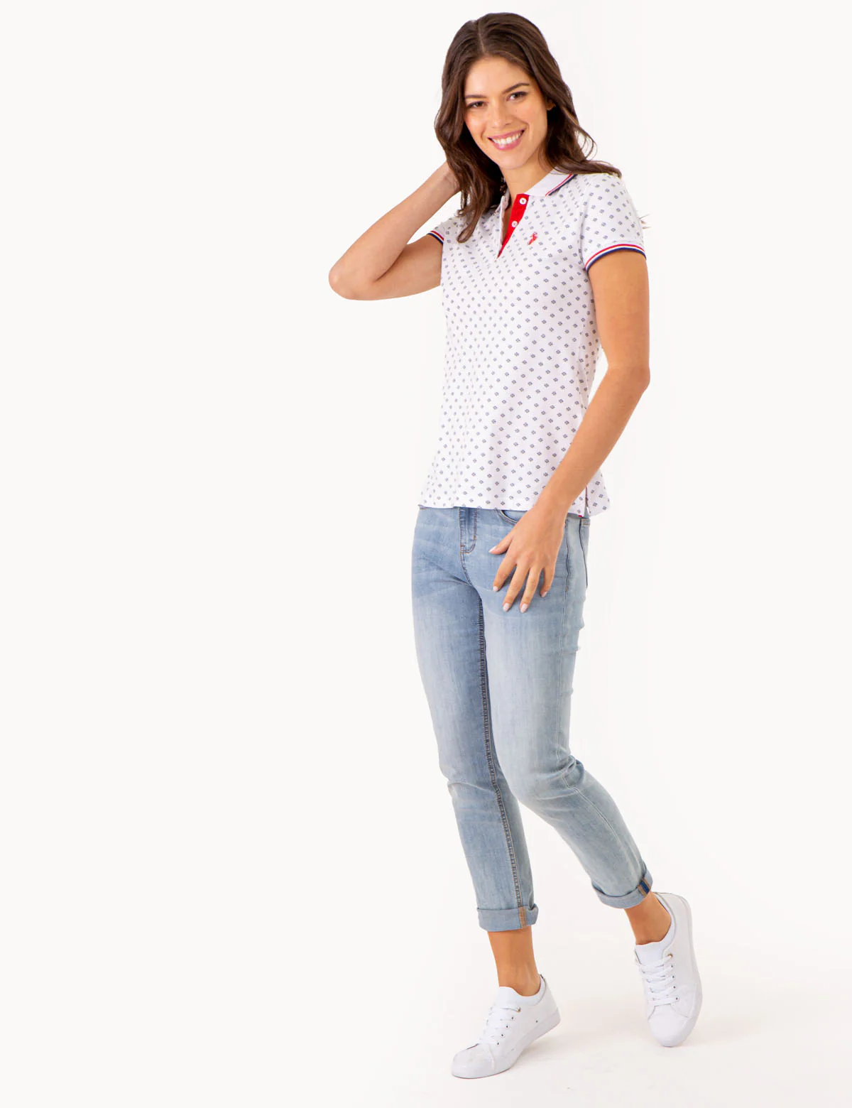 DOT FLOWER PRINT TIPPED POLO SHIRT - Image 2