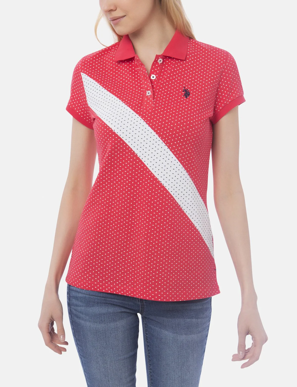 DOT PRINT DIAGONAL STRIPE POLO SHIRT - Image 10