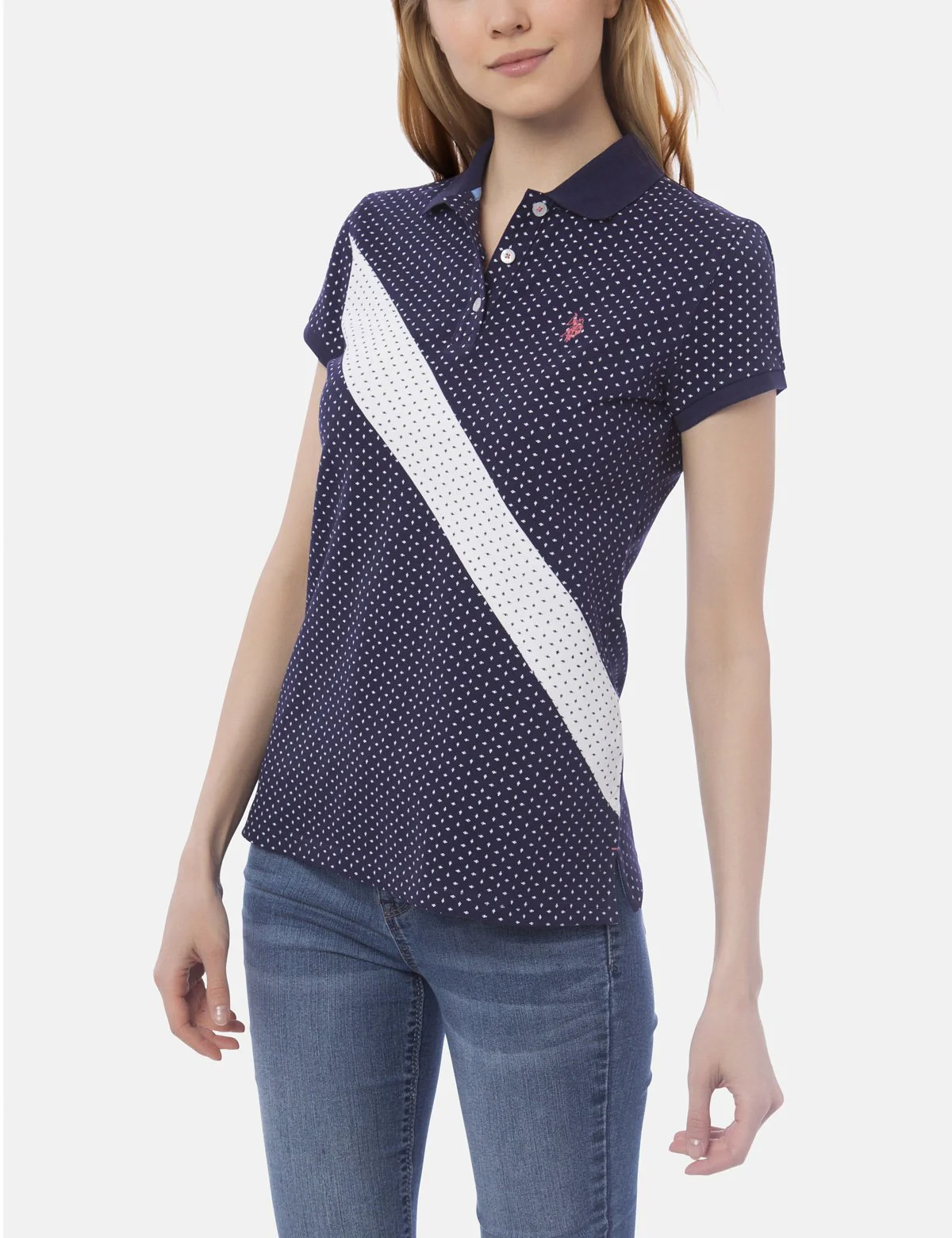 DOT PRINT DIAGONAL STRIPE POLO SHIRT - Image 7
