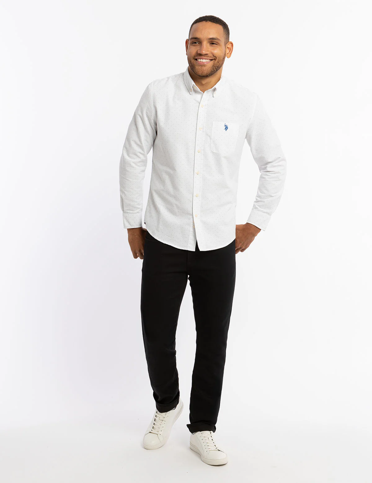 DOT PRINT LONG SLEEVE OXFORD SHIRT - Image 3