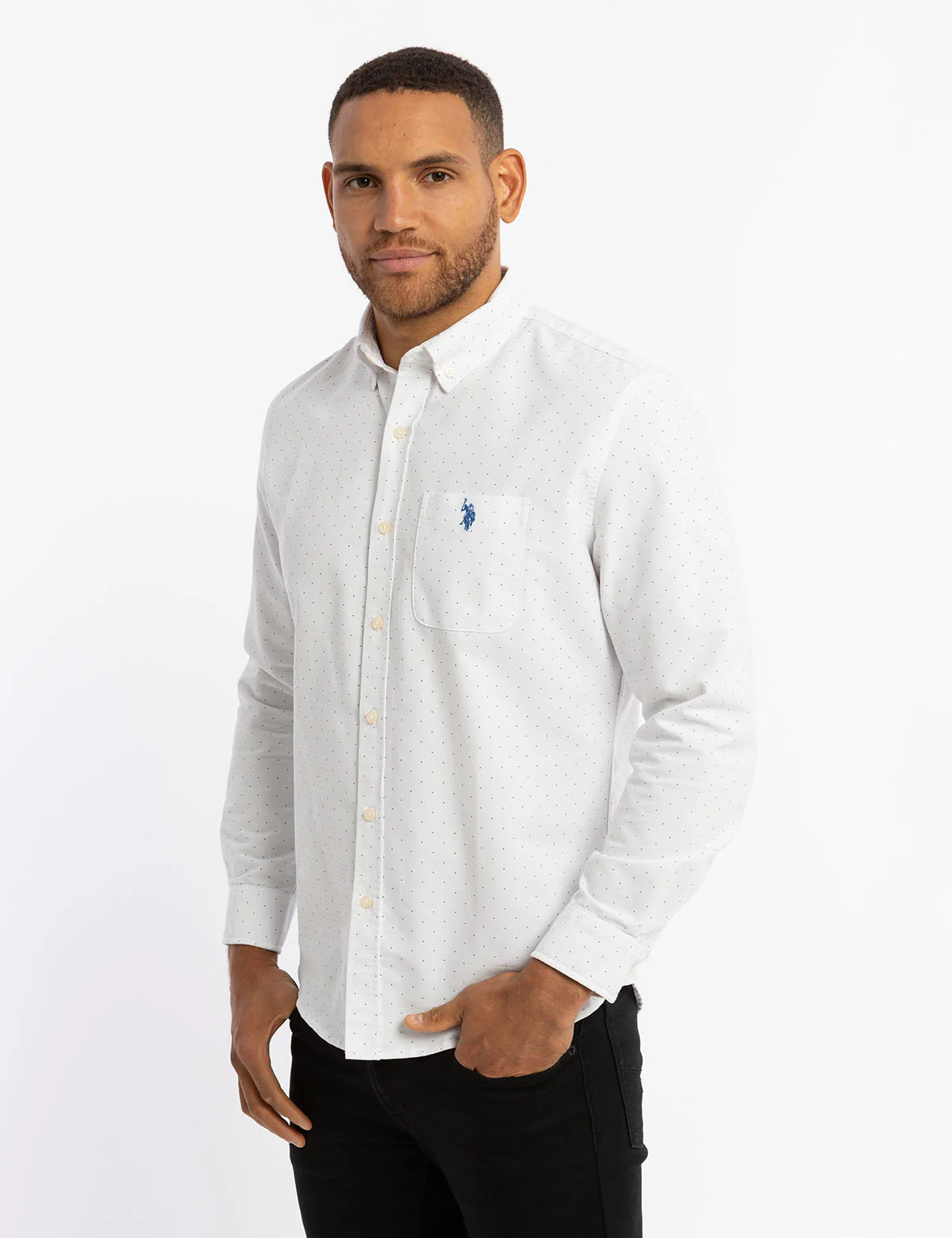DOT PRINT LONG SLEEVE OXFORD SHIRT - Image 4