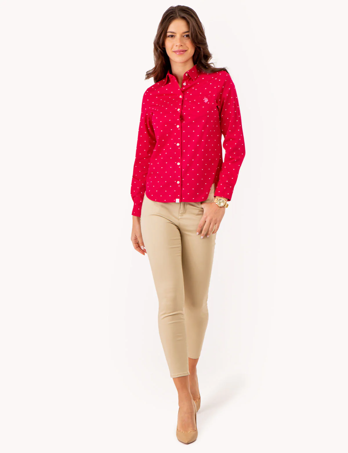 DOT PRINT LONG SLEEVE POPLIN SHIRT - Image 10