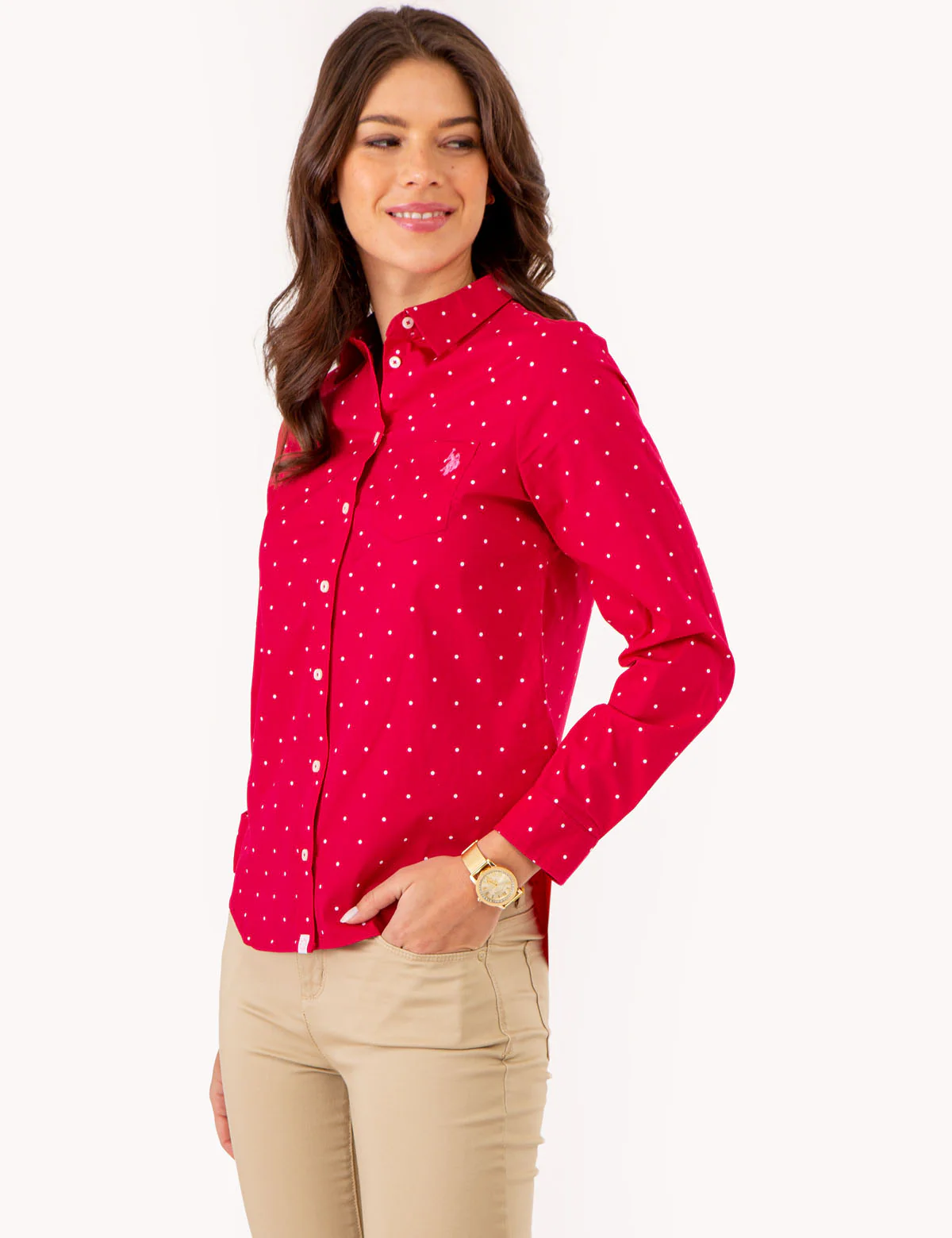 DOT PRINT LONG SLEEVE POPLIN SHIRT - Image 11