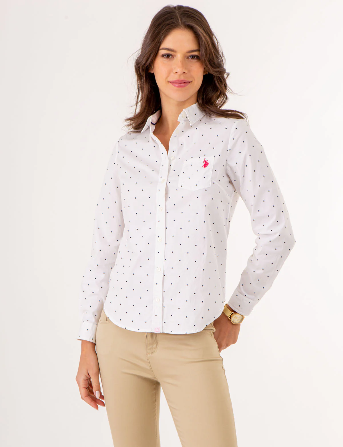 DOT PRINT LONG SLEEVE POPLIN SHIRT - Image 4