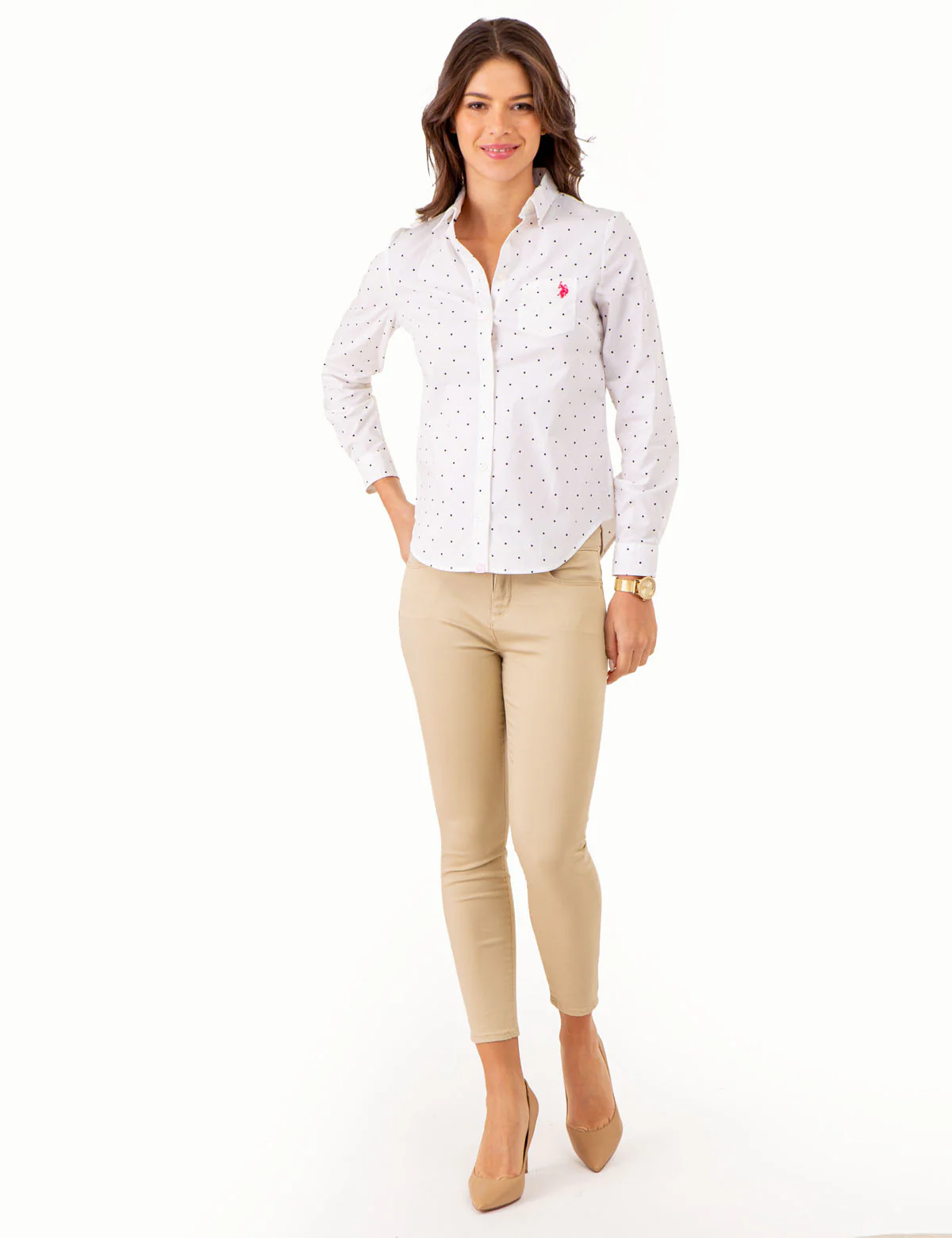 DOT PRINT LONG SLEEVE POPLIN SHIRT - Image 6