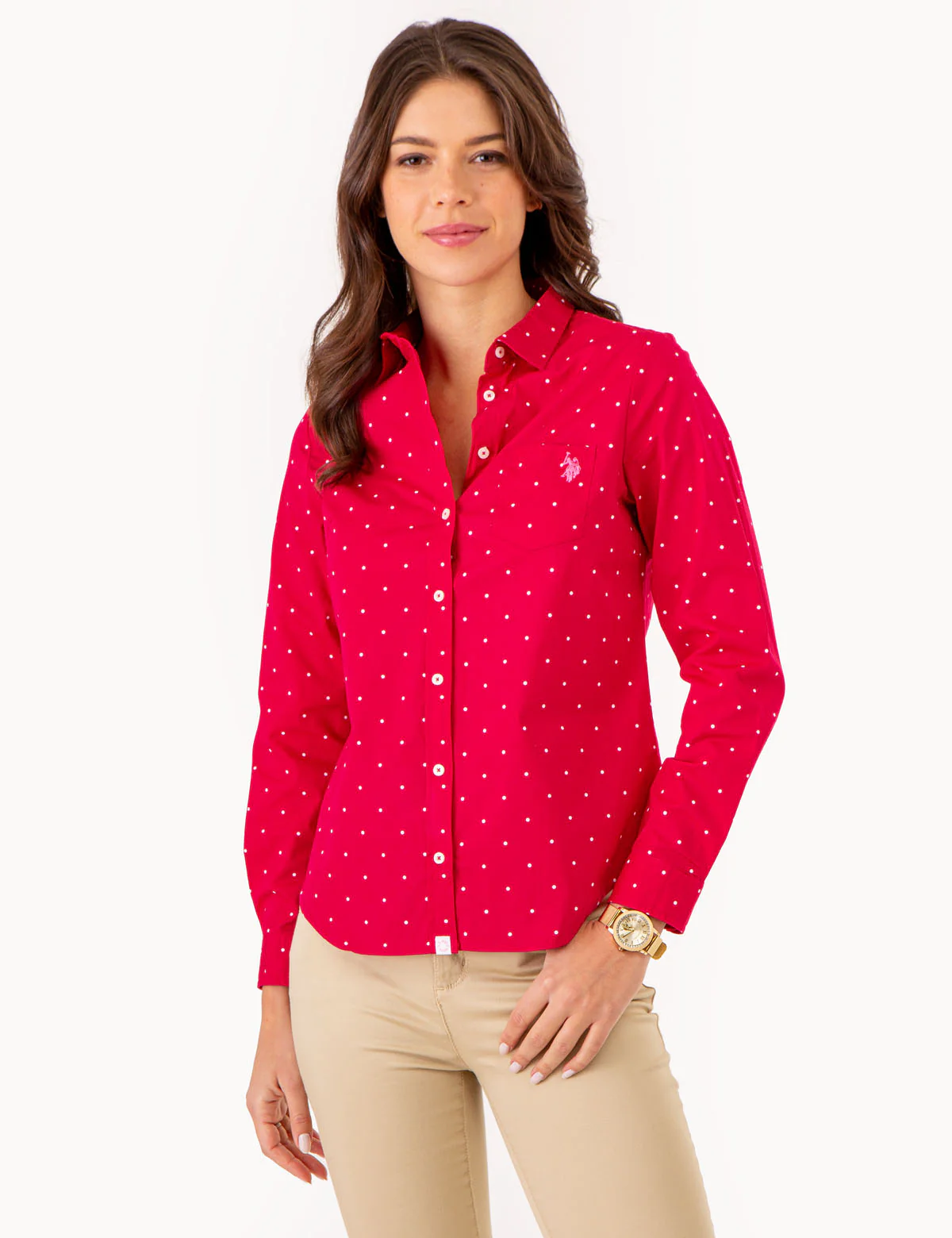 DOT PRINT LONG SLEEVE POPLIN SHIRT - Image 9