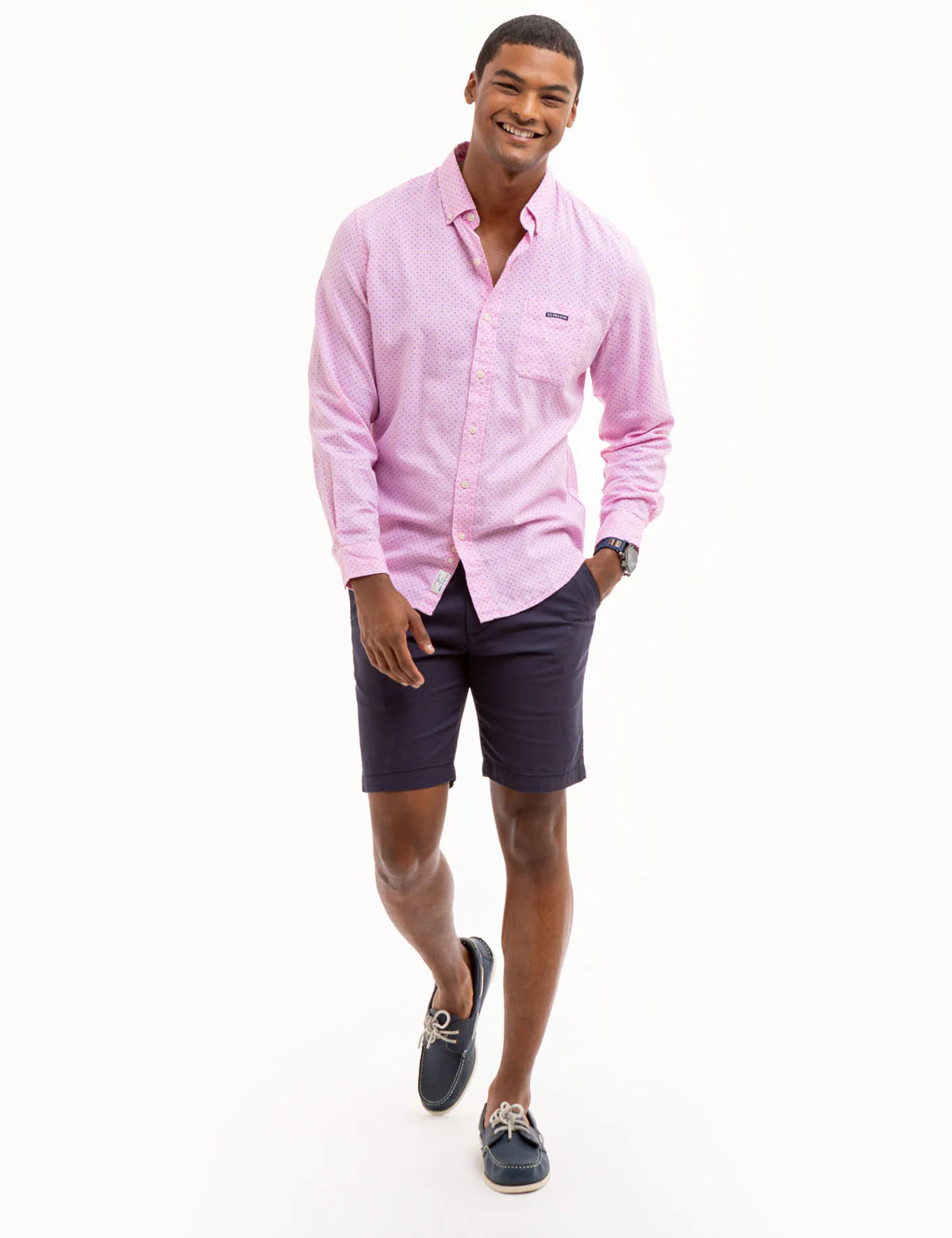 DOT PRINT ROYAL OXFORD LONG SLEEVE SHIRT - Image 2