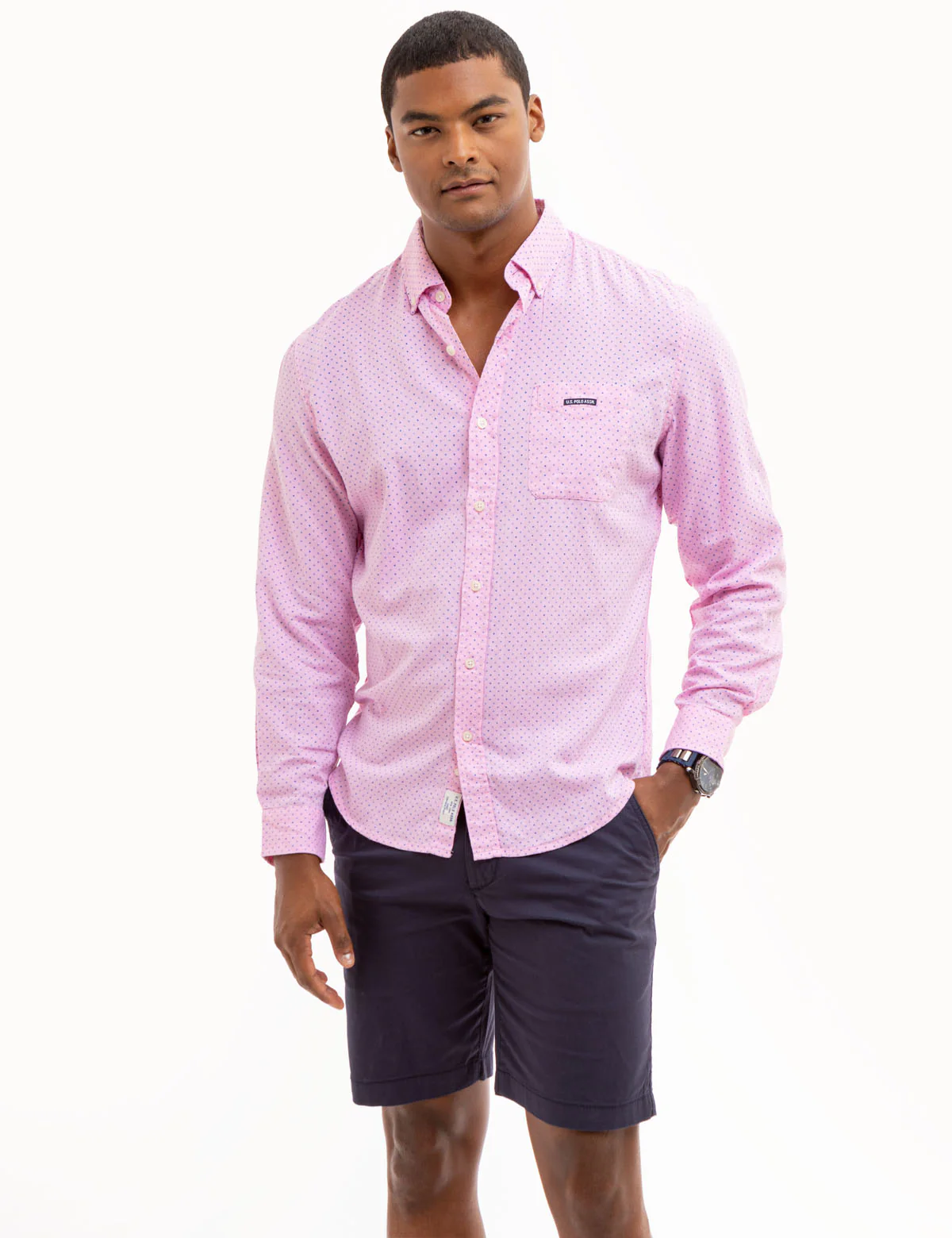 DOT PRINT ROYAL OXFORD LONG SLEEVE SHIRT - Image 5