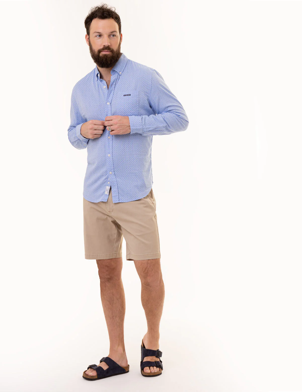 DOT PRINT ROYAL OXFORD LONG SLEEVE SHIRT - Image 7