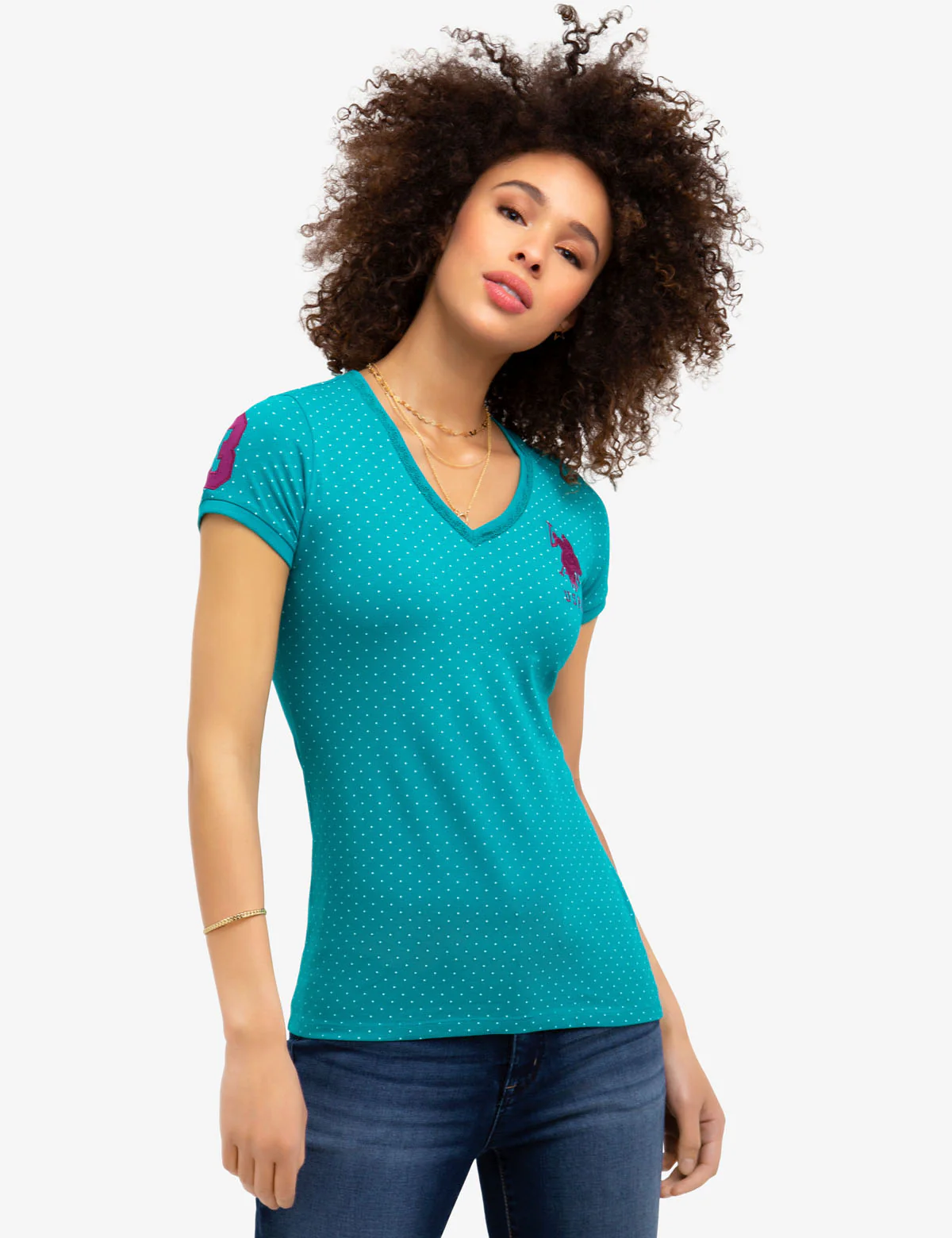 Dot V-neck T-Shirt - Image 5
