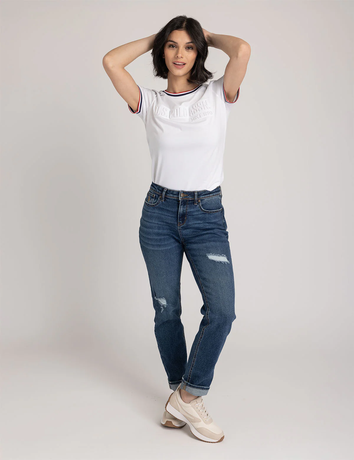 EMBOSSED SIGNATURE STRIPE RINGER T-SHIRT - Image 2