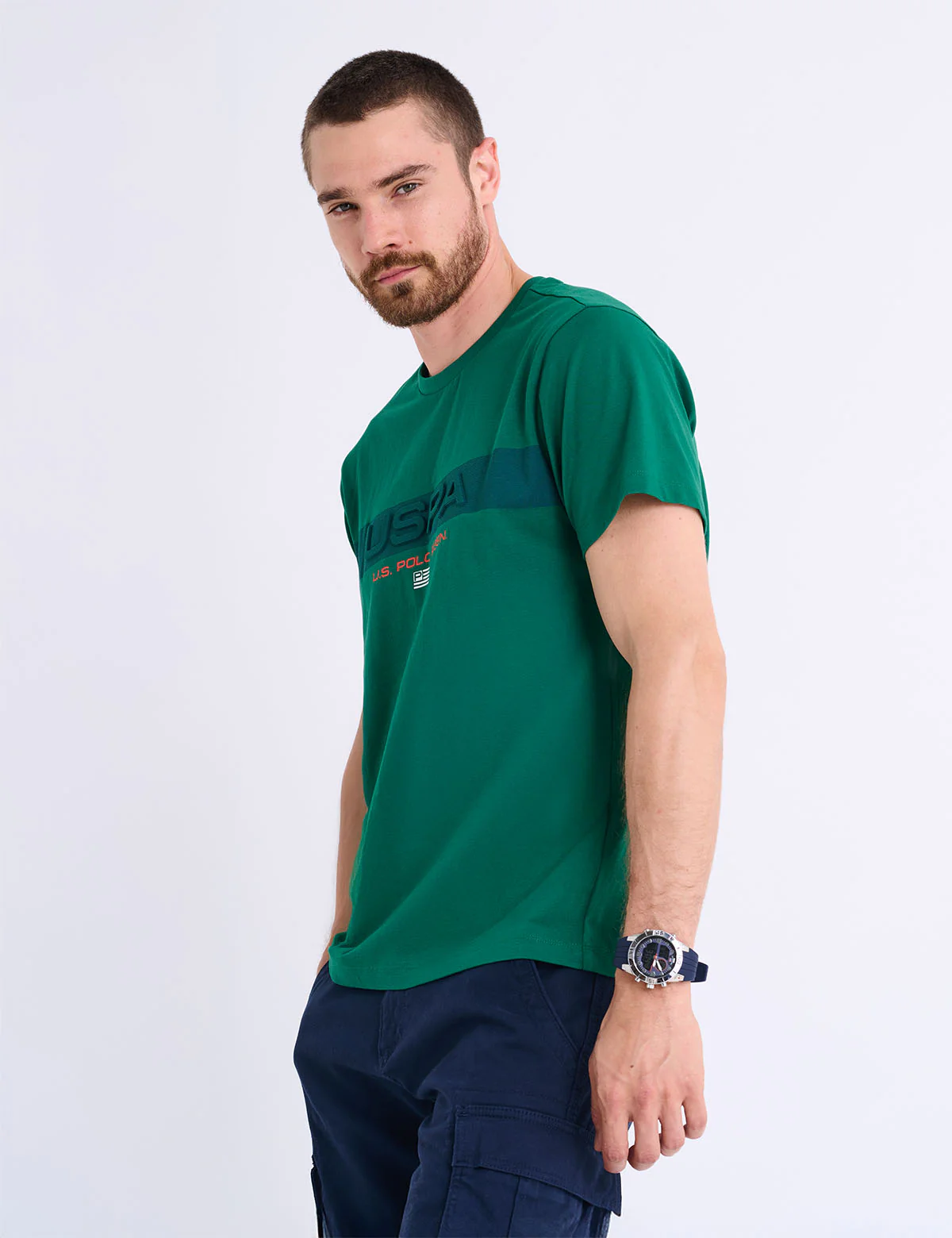 EMBOSSED USPA STRIPE JERSEY T-SHIRT - Image 8