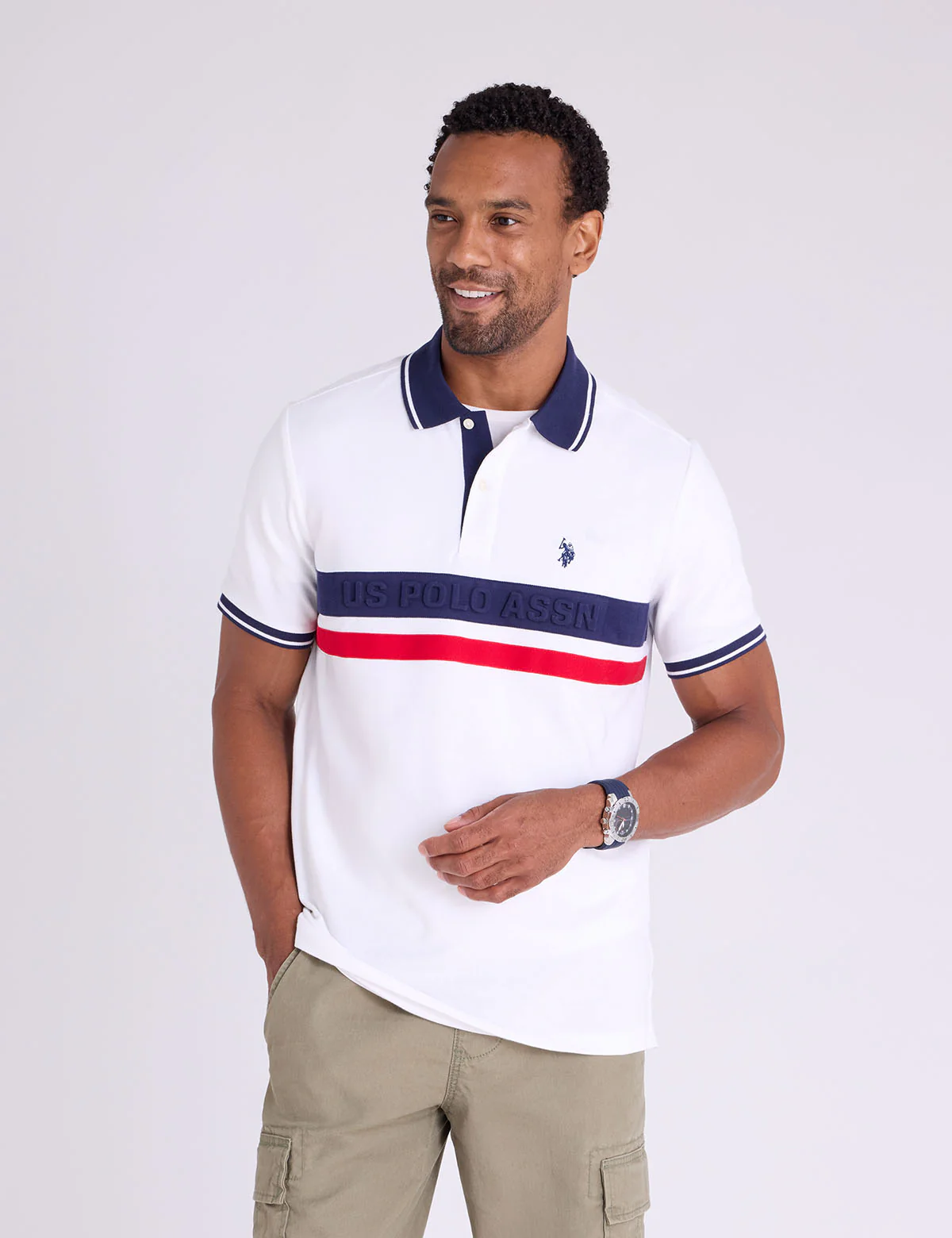 EMBOSSED WORDMARK PIQUE POLO SHIRT - Image 5