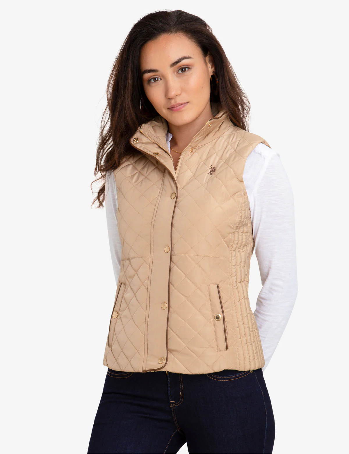 QUILTED VEST WITH FAUX LEATHER PIPING - Image 5