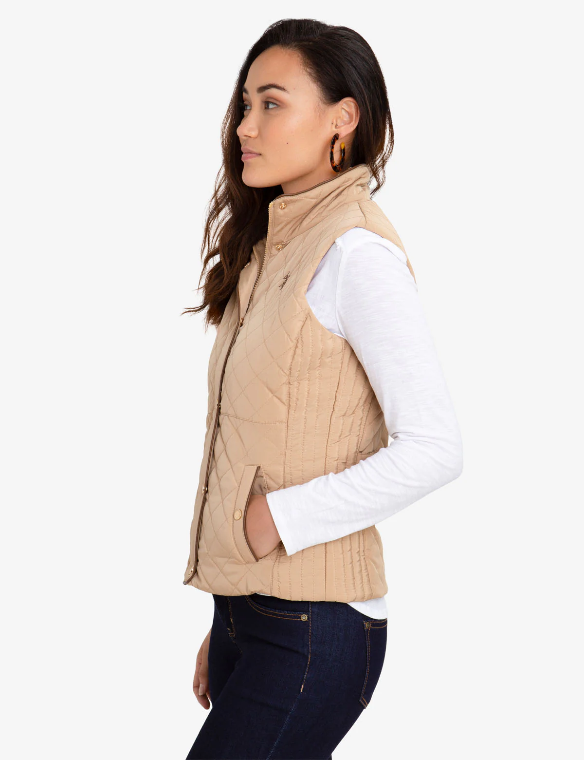 QUILTED VEST WITH FAUX LEATHER PIPING - Image 7