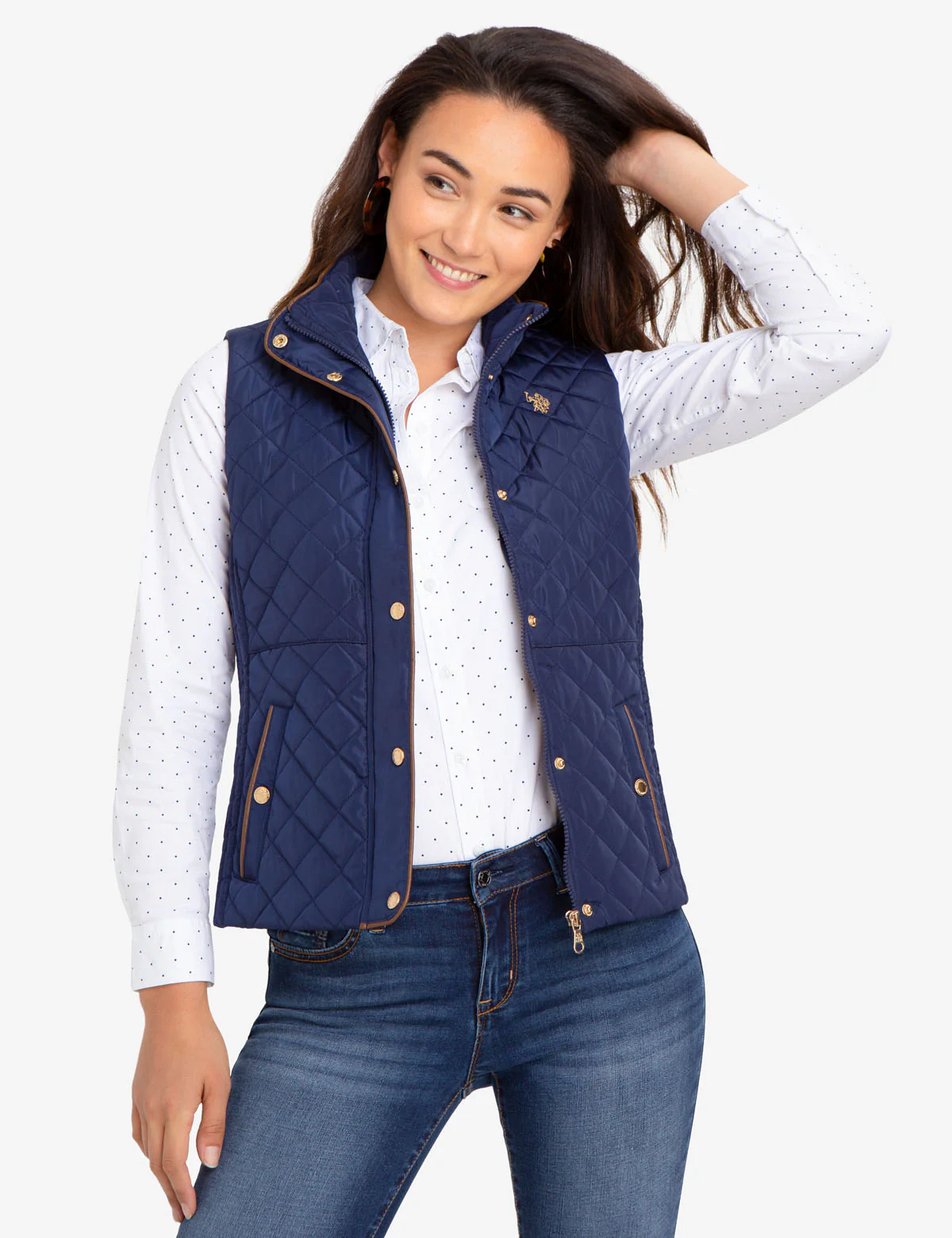 QUILTED VEST WITH FAUX LEATHER PIPING - Image 9