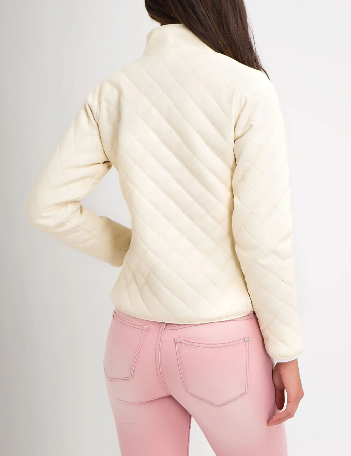 FAUX LEATHER QUILTED SIDE KNIT JACKET - Image 6