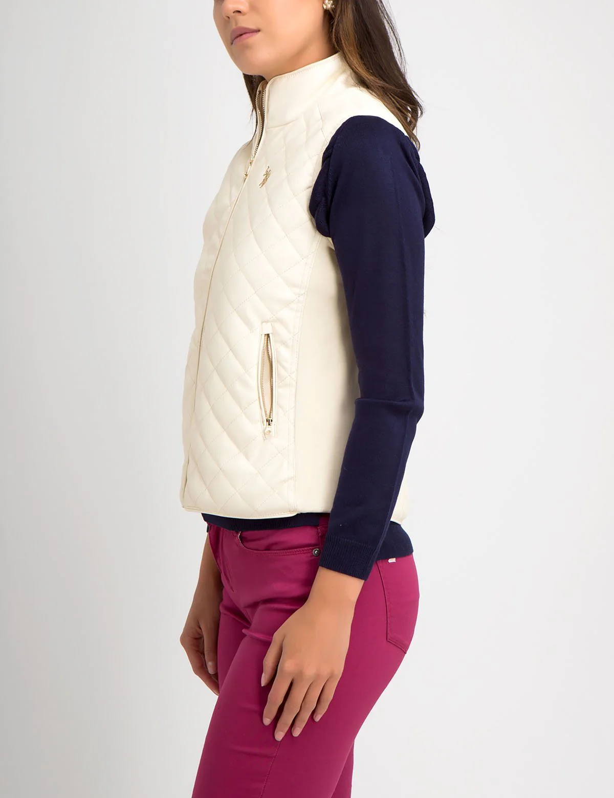 FAUX LEATHER QUILTED SIDE KNIT VEST - Image 5