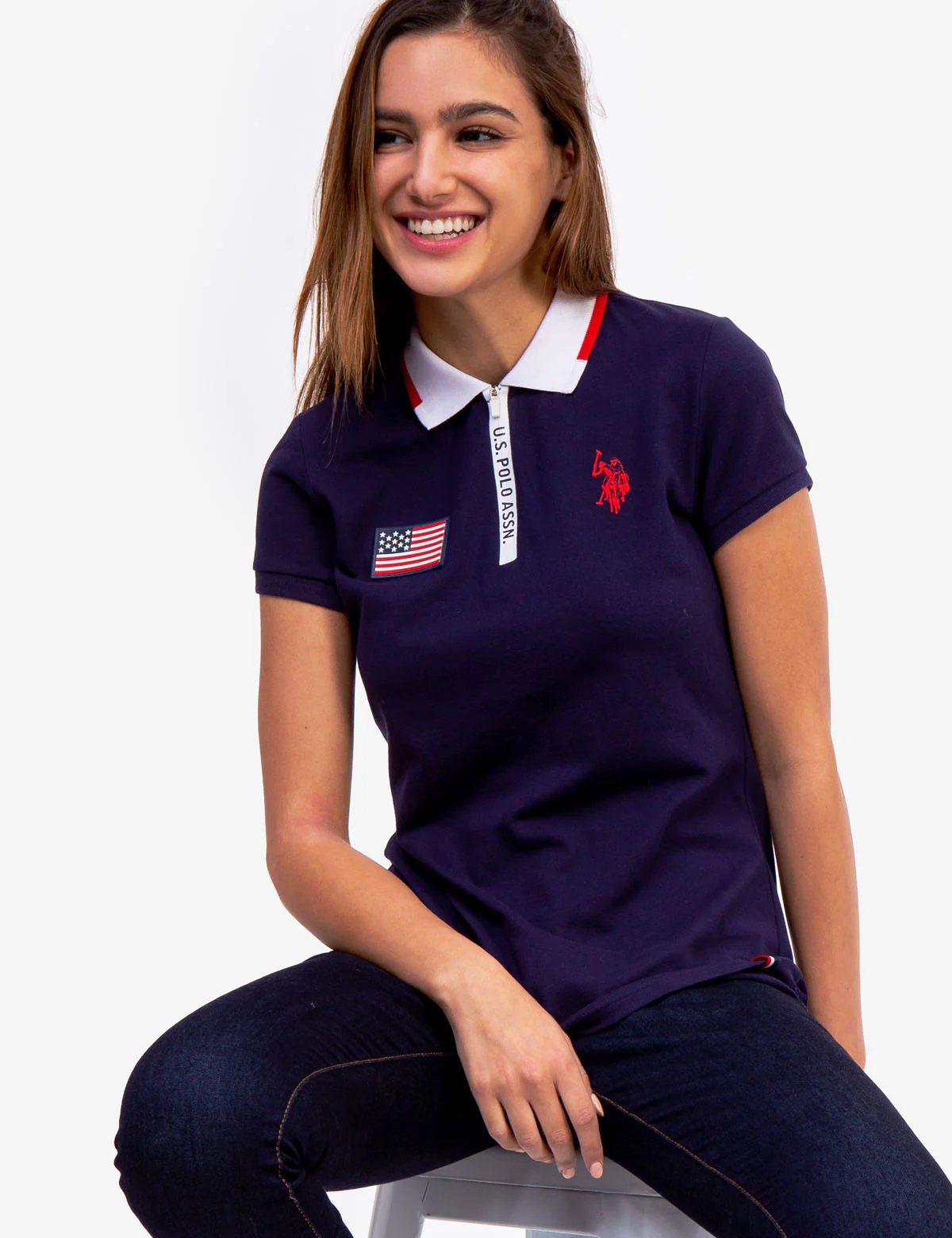 FLAG ZIP-UP POLO SHIRT