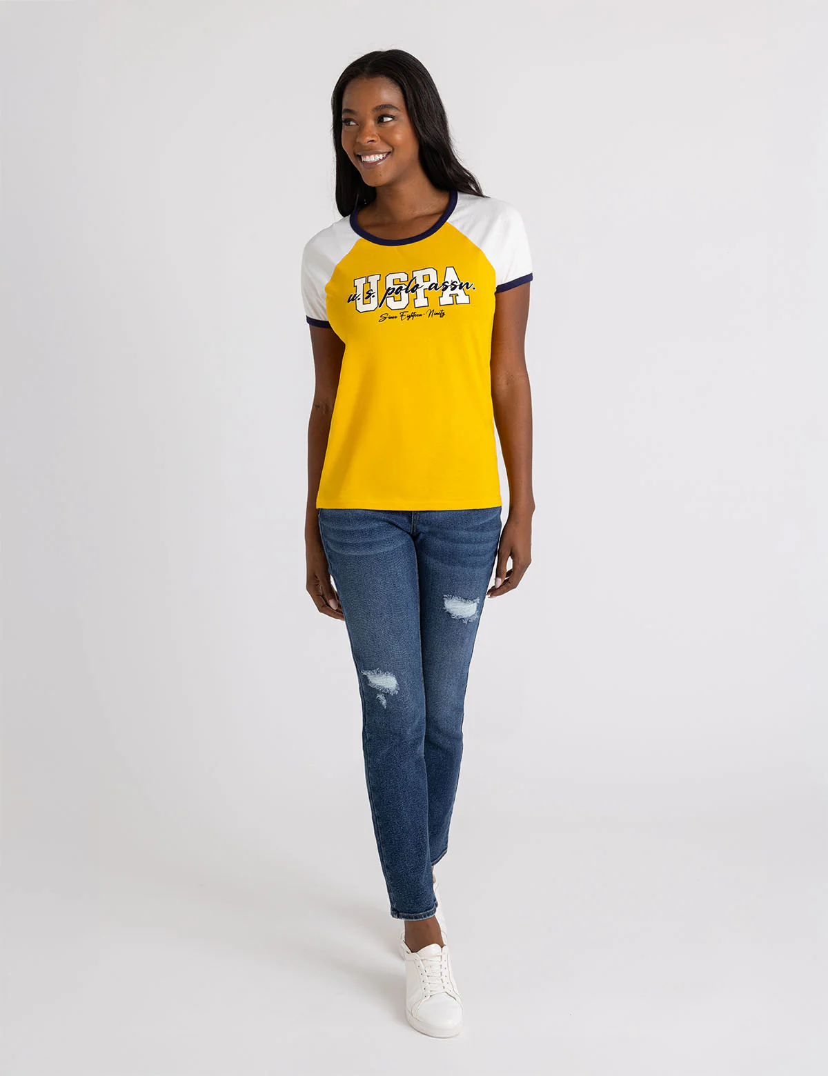 FLOCKED SCRIPT RAGLAN RINGER T-SHIRT - Image 7